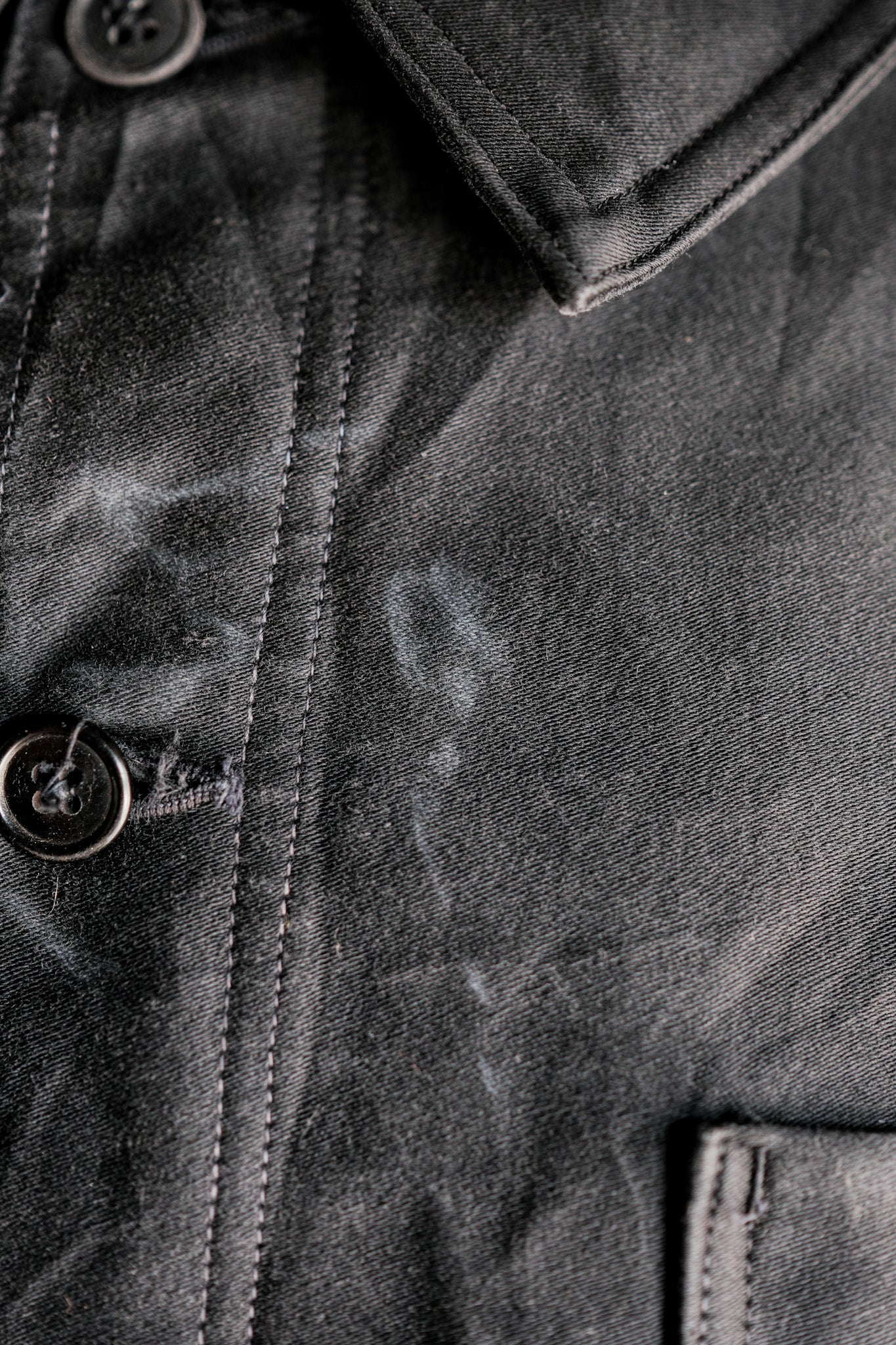 【~30's】French Vintage Black Moleskin Work Jacket "6 Buttons"