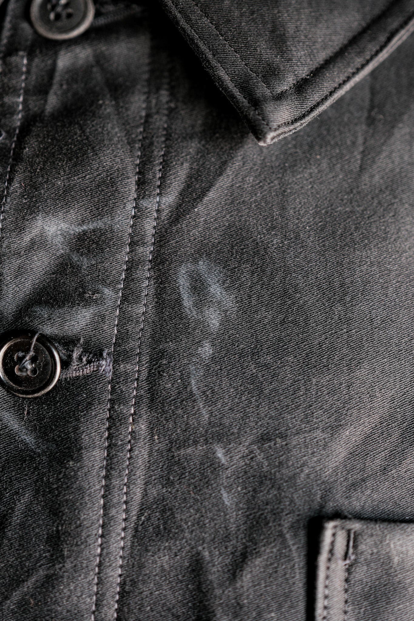 ［~30's］French Vintage Black Moleskin Work Jacket "6 Buttons"