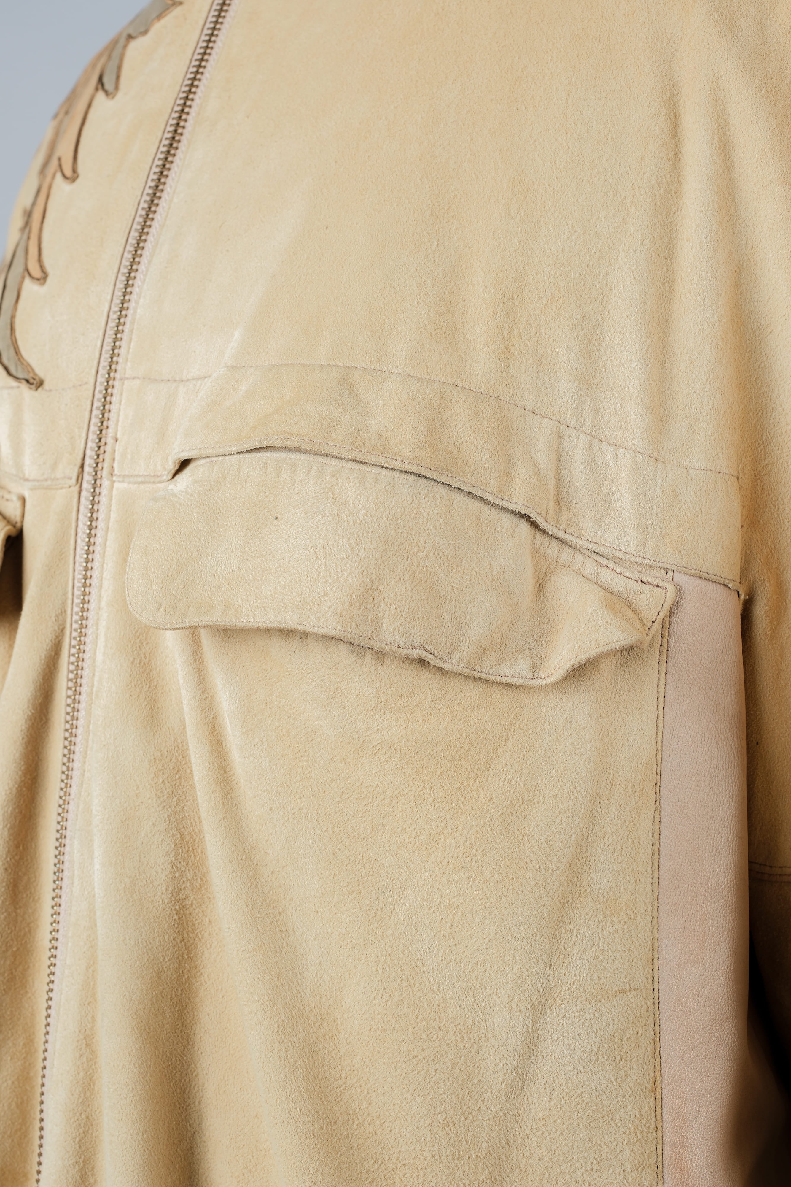 [~ 80's] Old Claude Montana Raglan Sleeve Zip Up Suede Leather Jacket