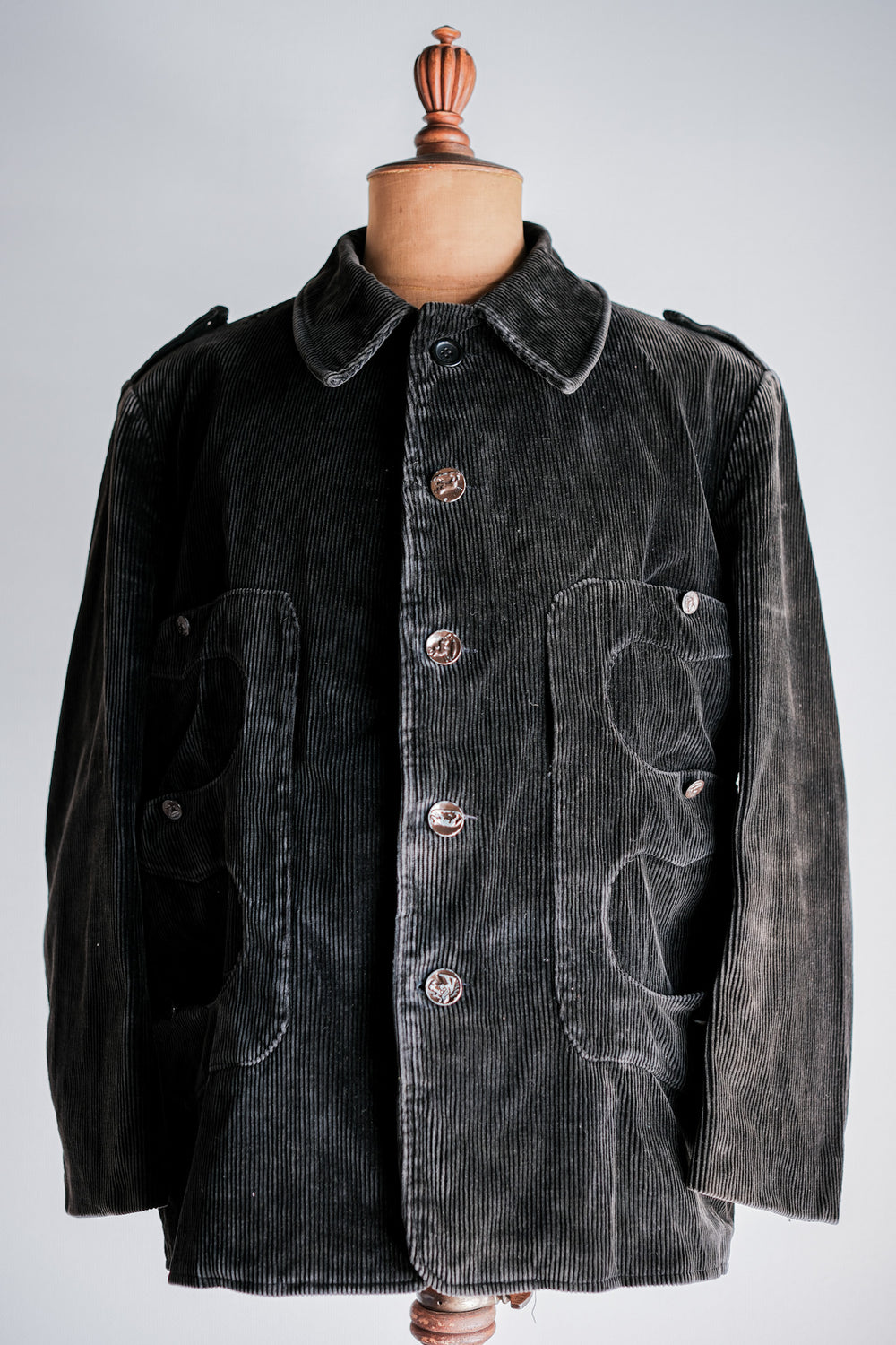【~60's】French Vintage Black Corduroy Corse Type Hunting Jacket