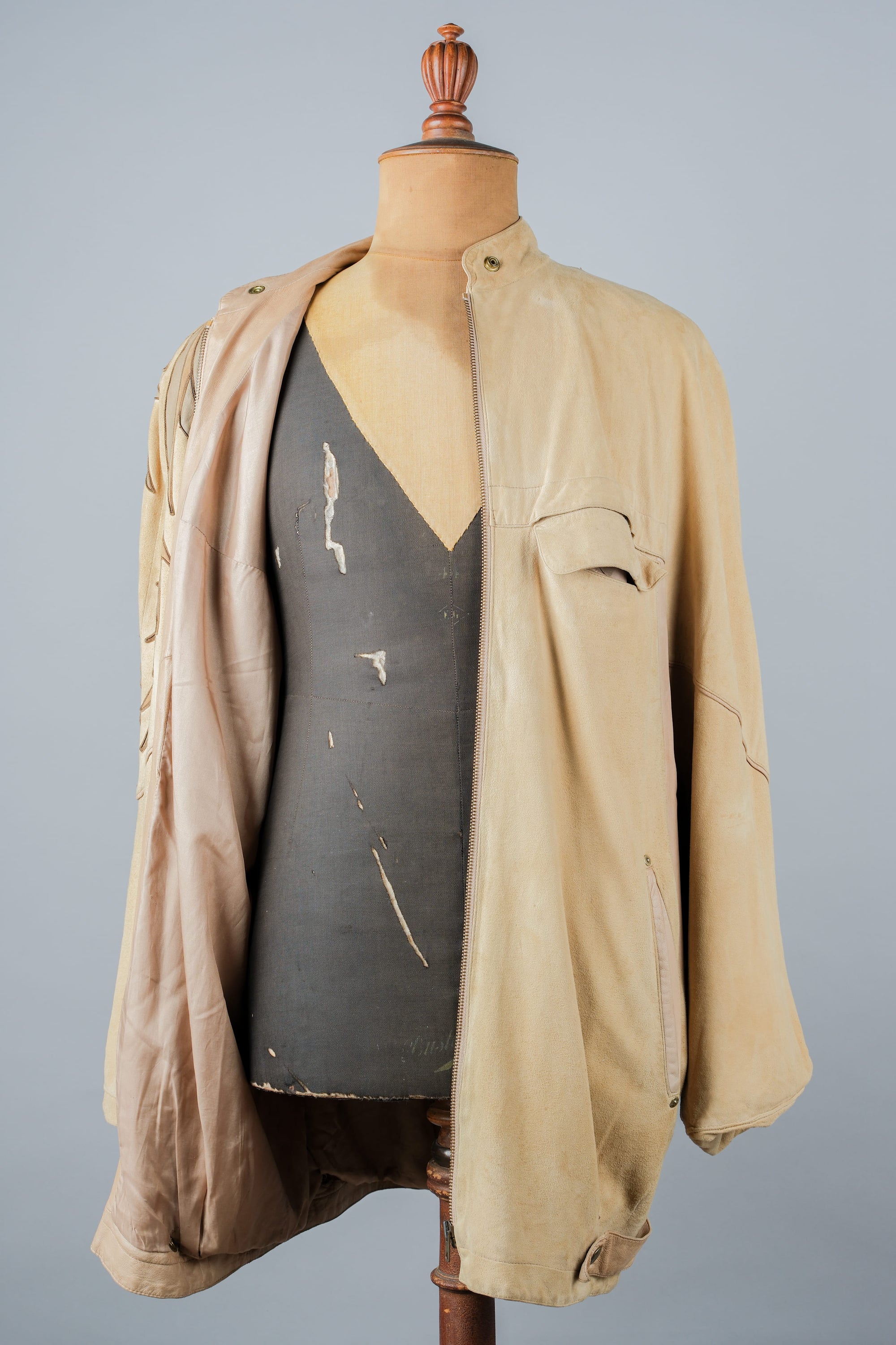 ［~80's］Old CLAUDE MONTANA Raglan Sleeve Zip Up Suede Leather Jacket