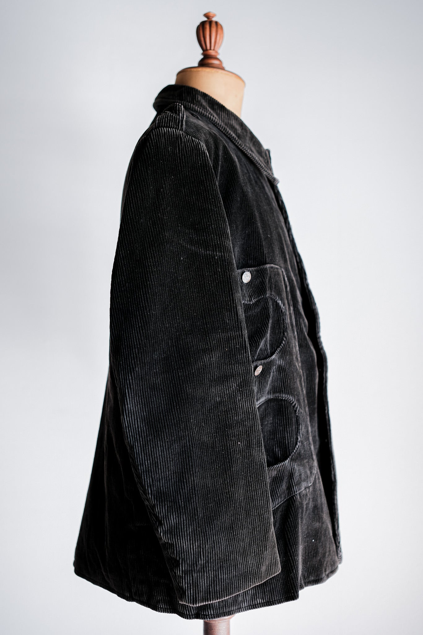[~ 60 년대] 프랑스 빈티지 블랙 코듀로이 코스 타입 사냥 재킷