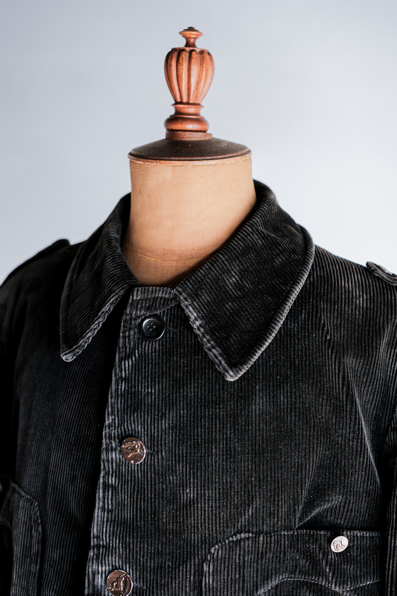 【~60's】French Vintage Black Corduroy Corse Type Hunting Jacket
