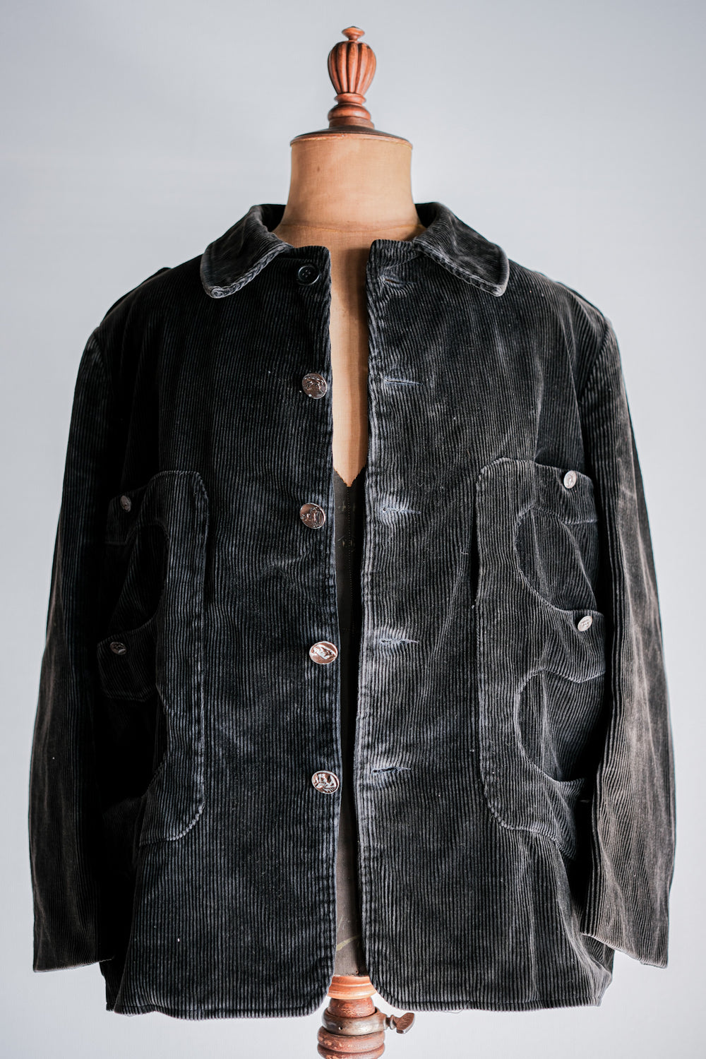 【~60's】French Vintage Black Corduroy Corse Type Hunting Jacket