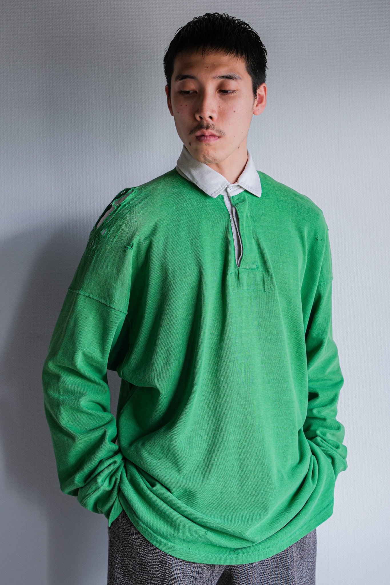 60's】British Vintage Numbering Rugger Shirt Size.46 