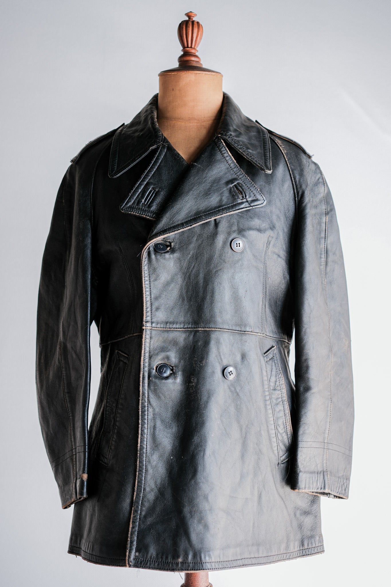 ［~70's］French Army Motorcycle Leather Jacket Size.100M