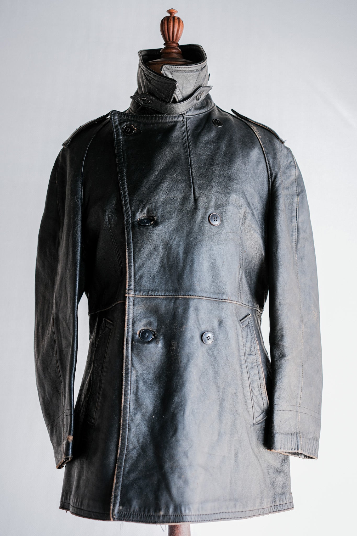 ［~70's］French Army Motorcycle Leather Jacket Size.100M