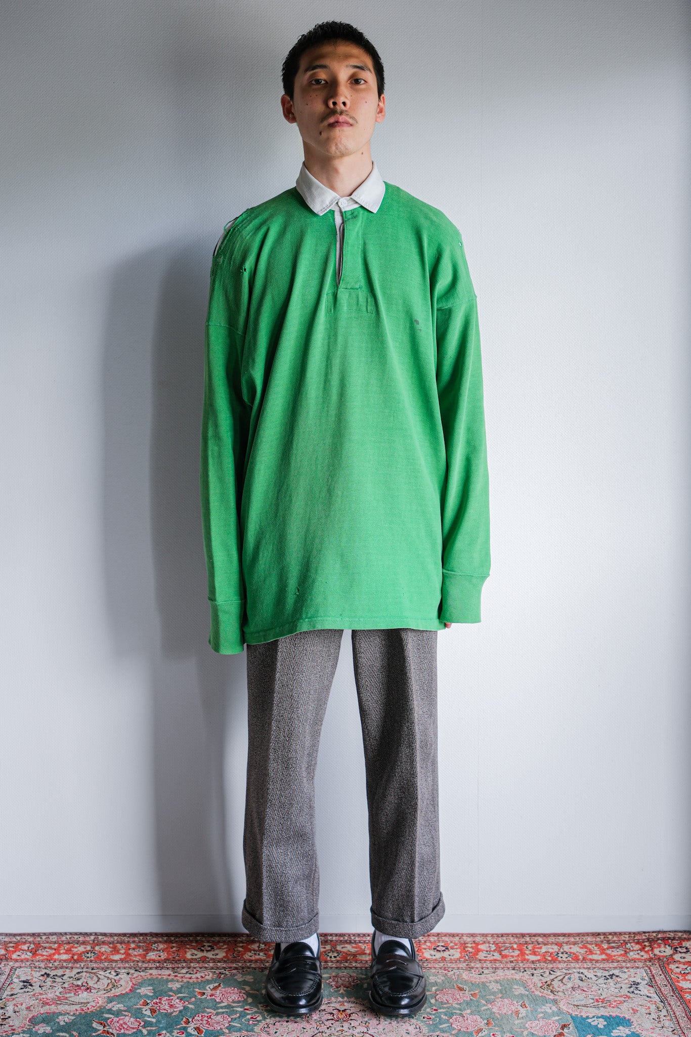 60's】British Vintage Numbering Rugger Shirt Size.46 