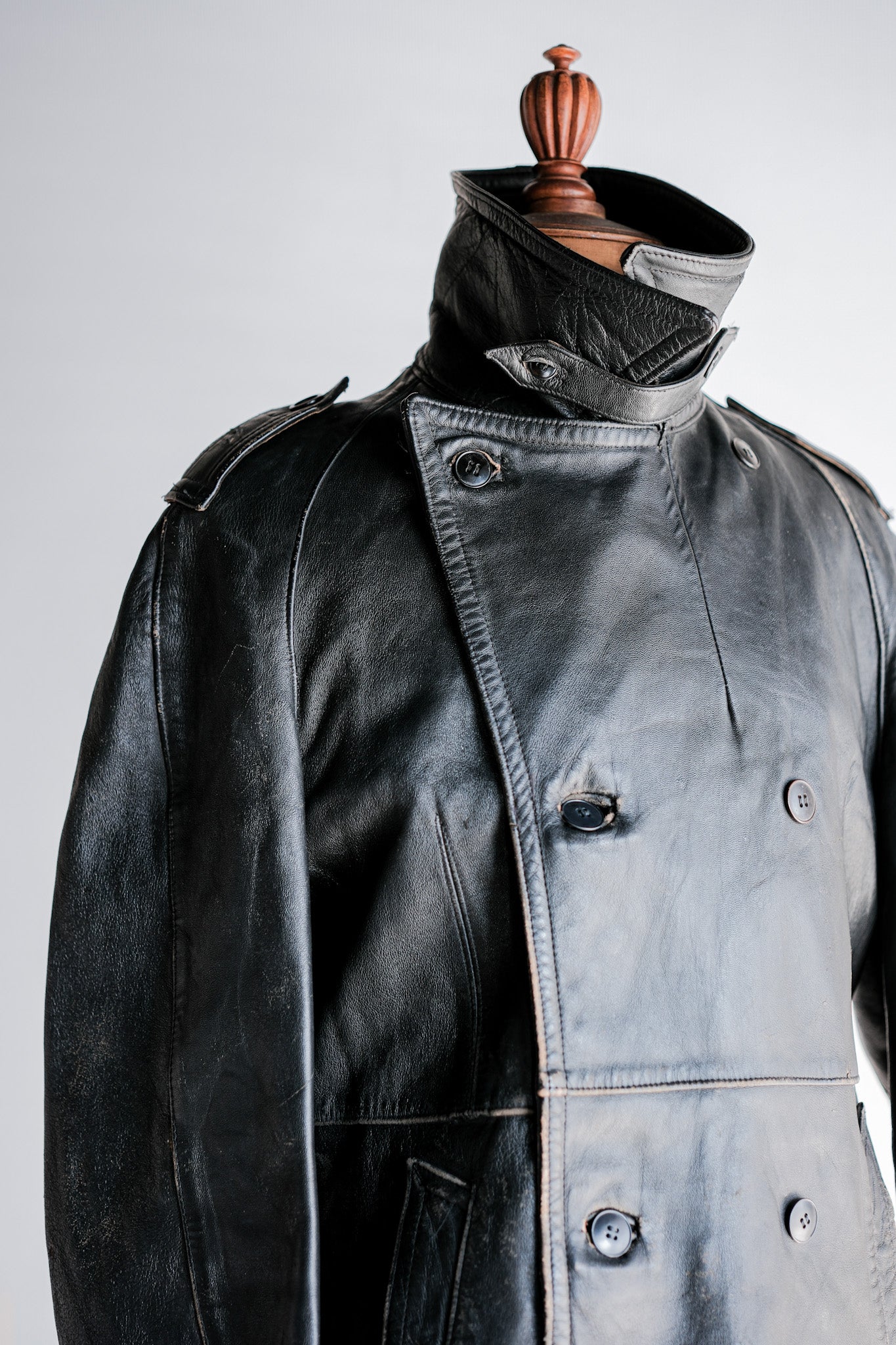［~70's］French Army Motorcycle Leather Jacket Size.100M