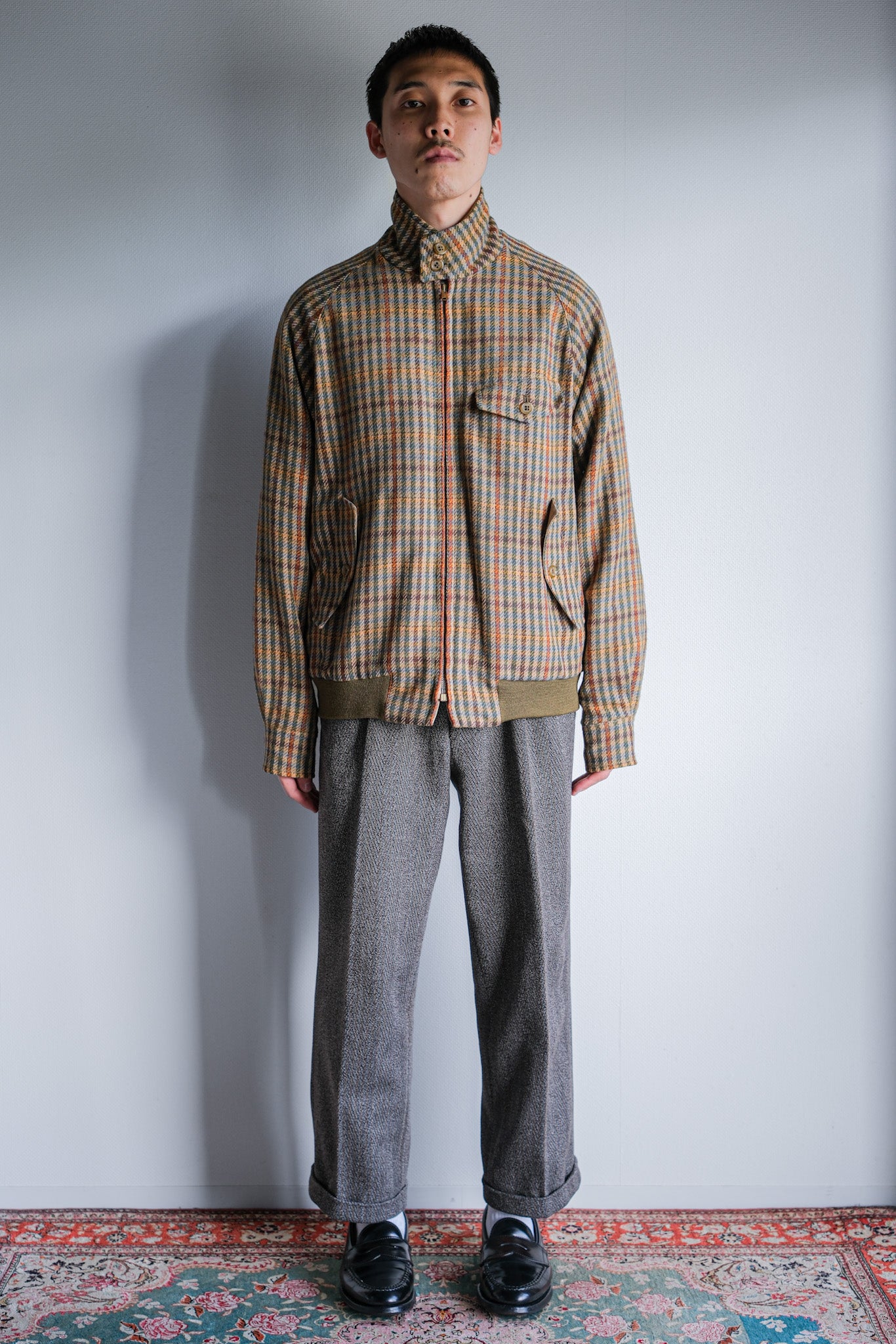 ［~60's］British Vintage Raglan Sleeve Wool Plaid Blouson