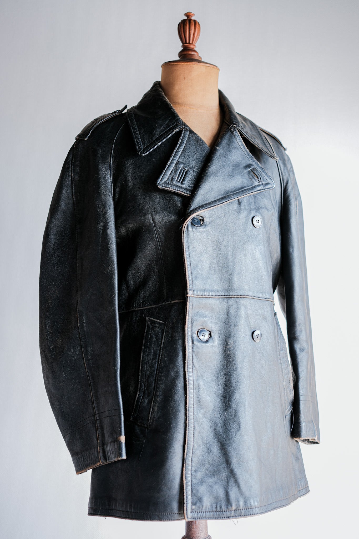 ［~70's］French Army Motorcycle Leather Jacket Size.100M