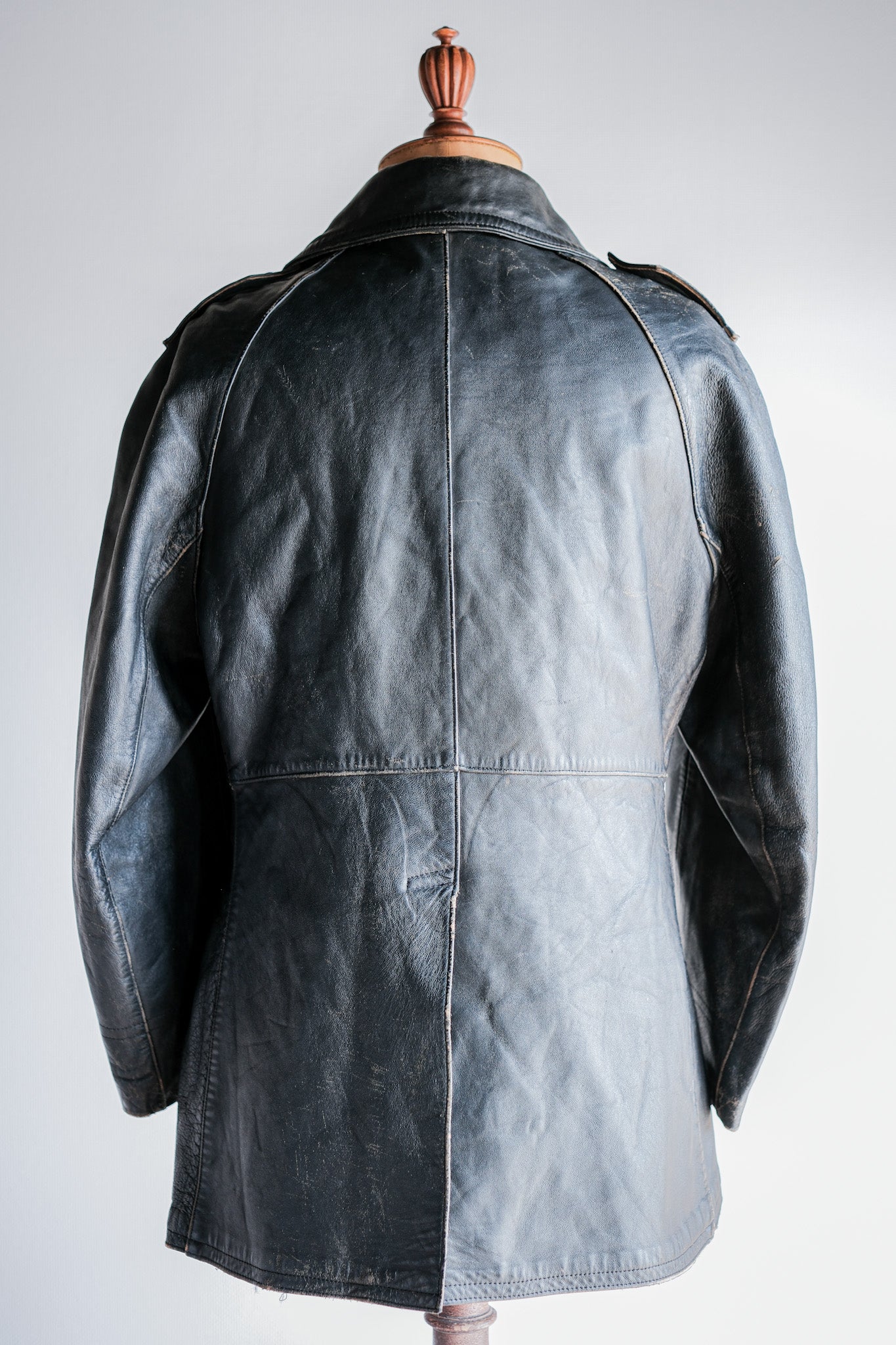 [~ 70's] French Army Motorcycle Leather Veste Taille.100m