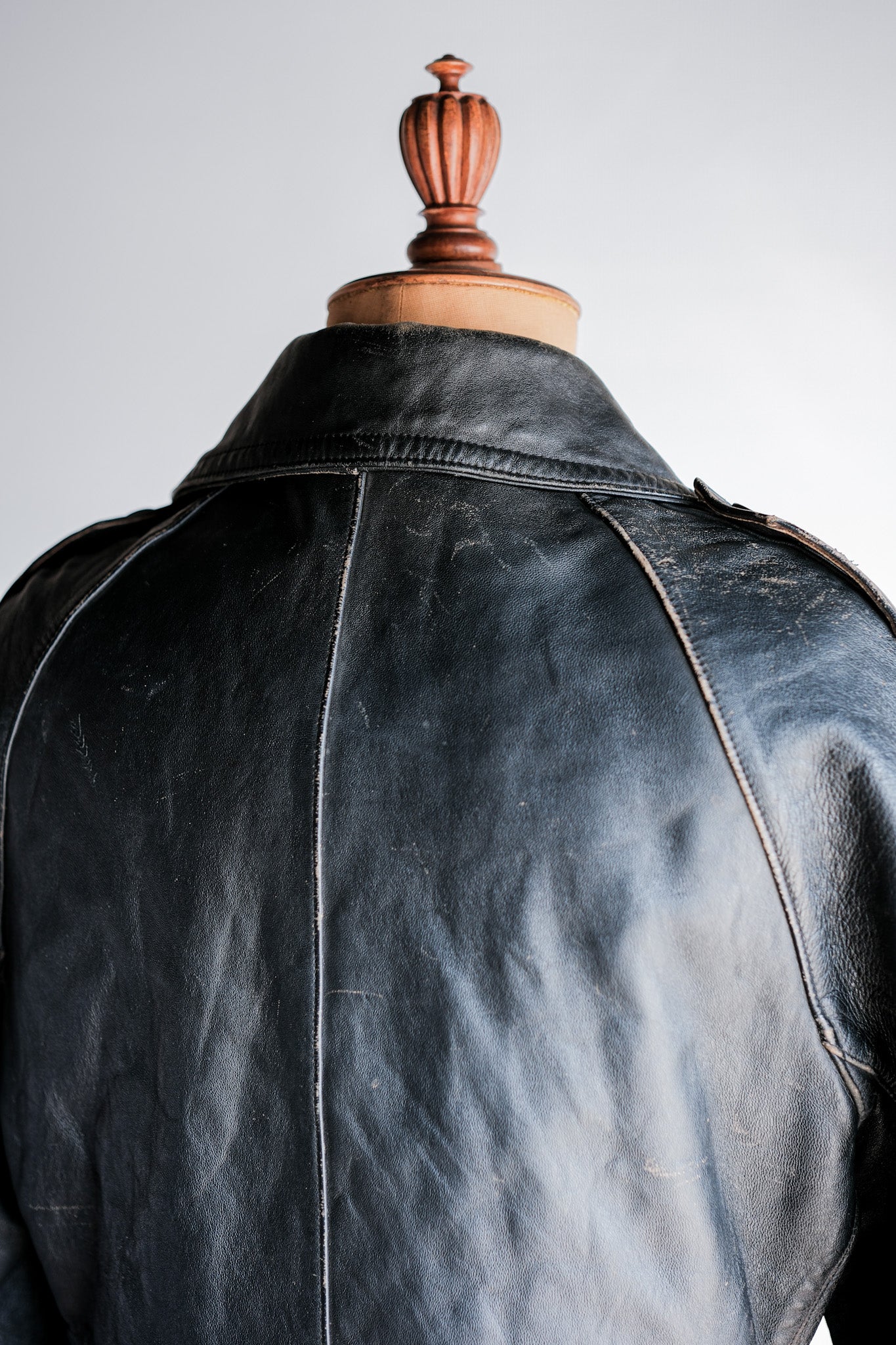 [~ 70's] French Army Motorcycle Leather Veste Taille.100m