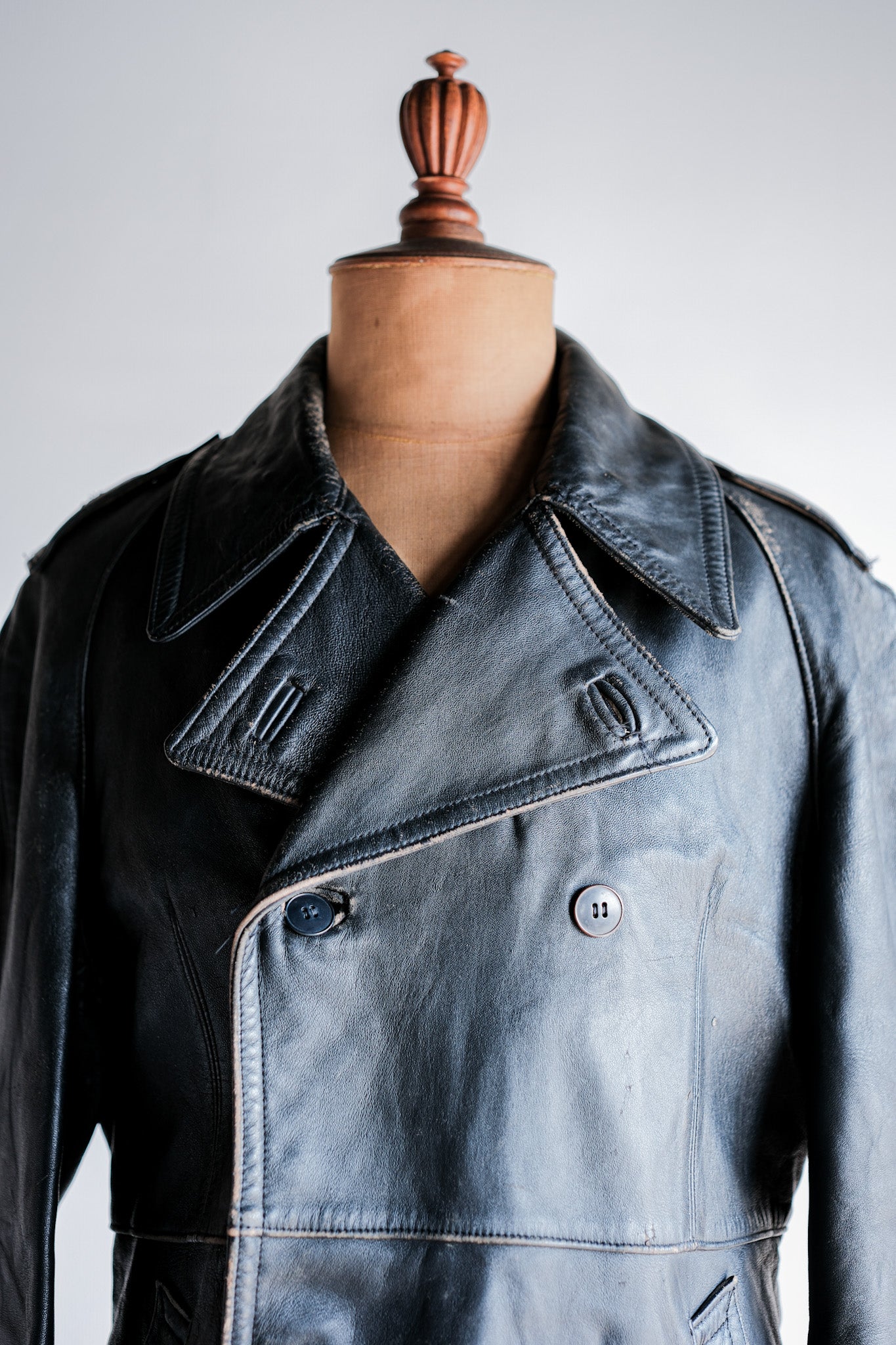 【~70's】French Army Motorcycle Leather Jacket Size.100M