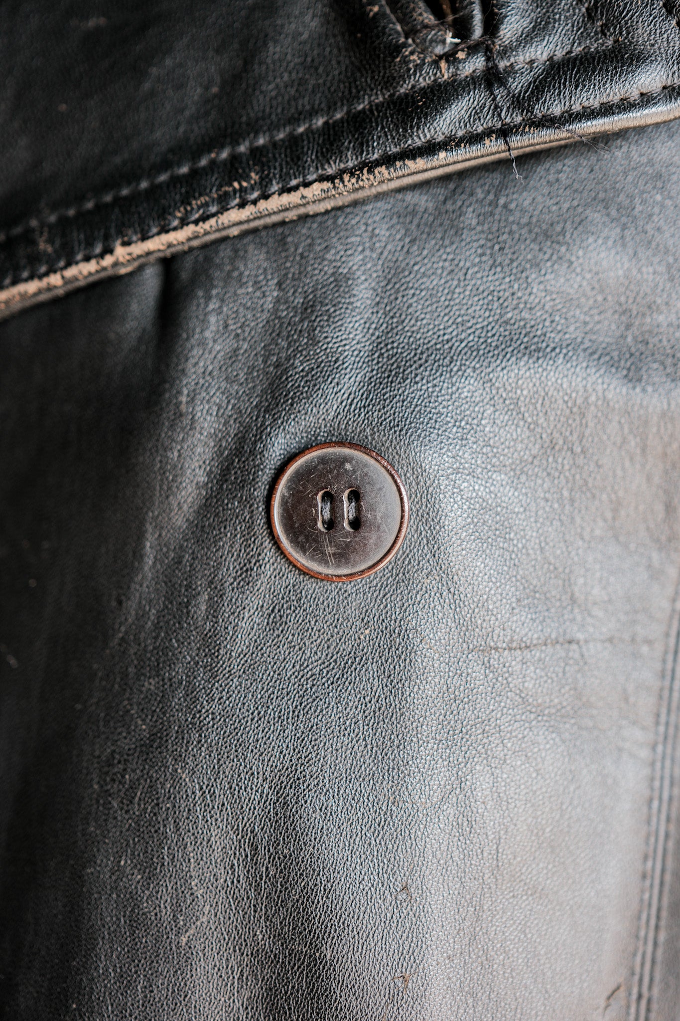 ［~70's］French Army Motorcycle Leather Jacket Size.100M