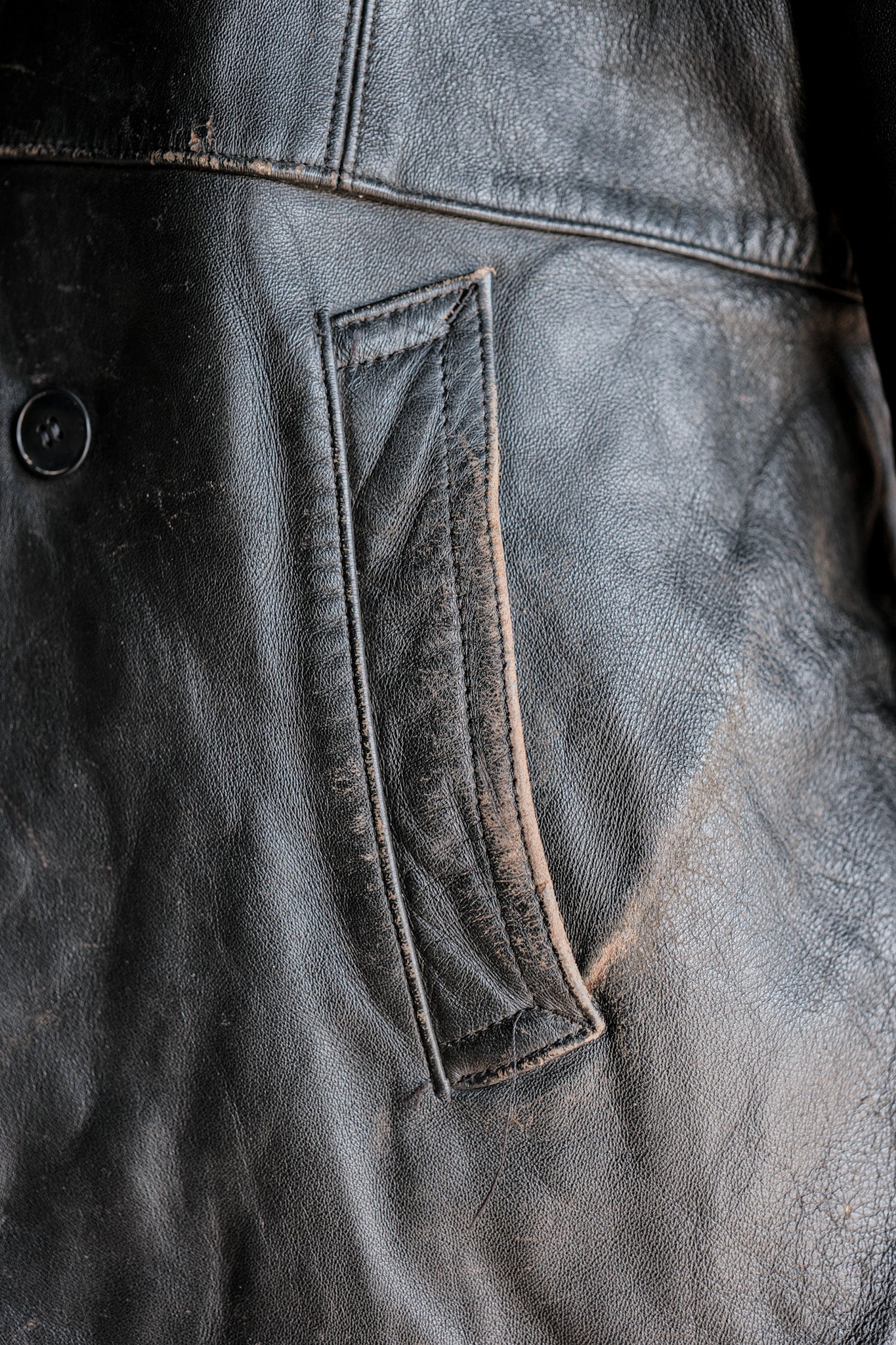 ［~70's］French Army Motorcycle Leather Jacket Size.100M