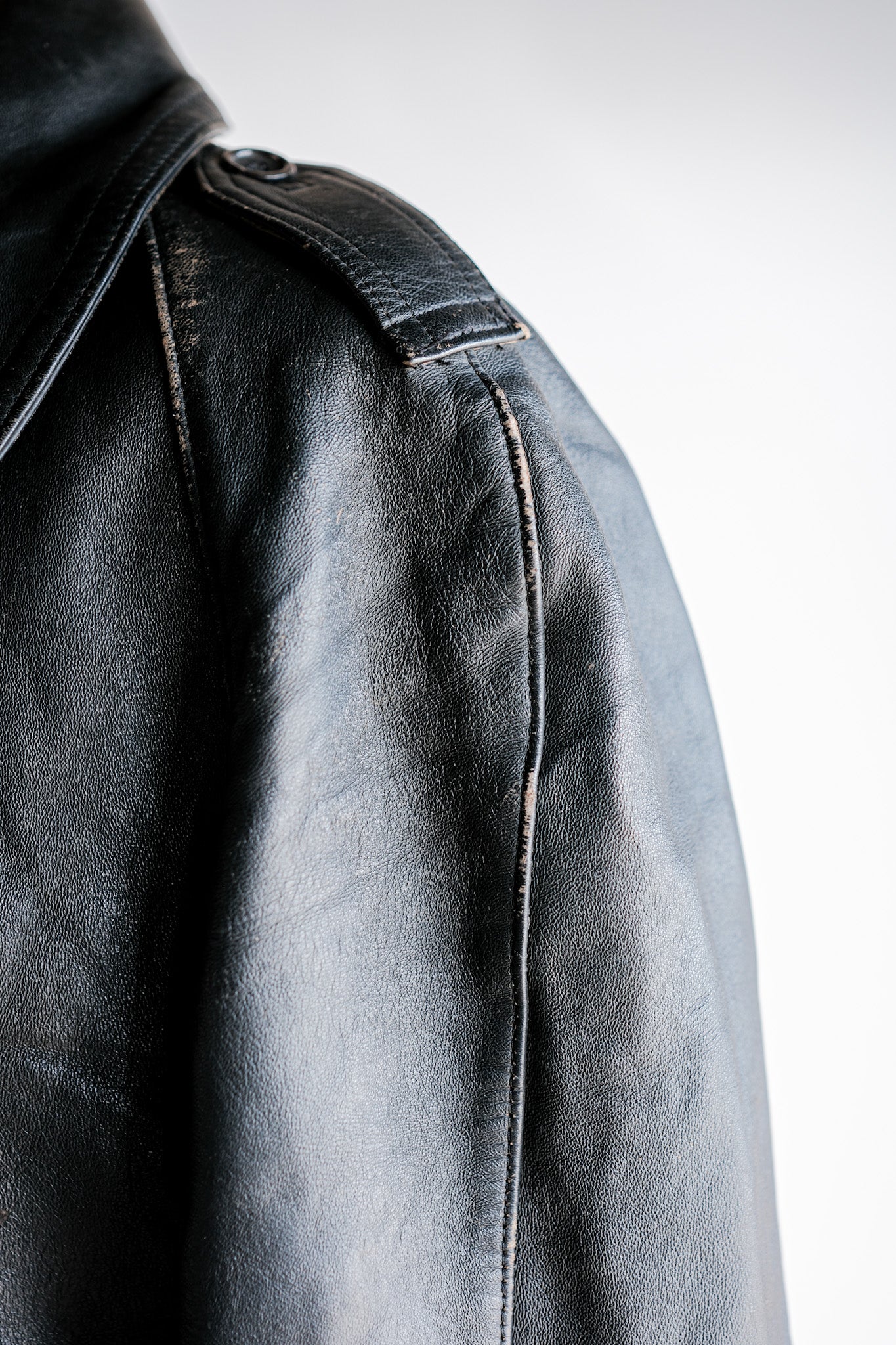 ［~70's］French Army Motorcycle Leather Jacket Size.100M