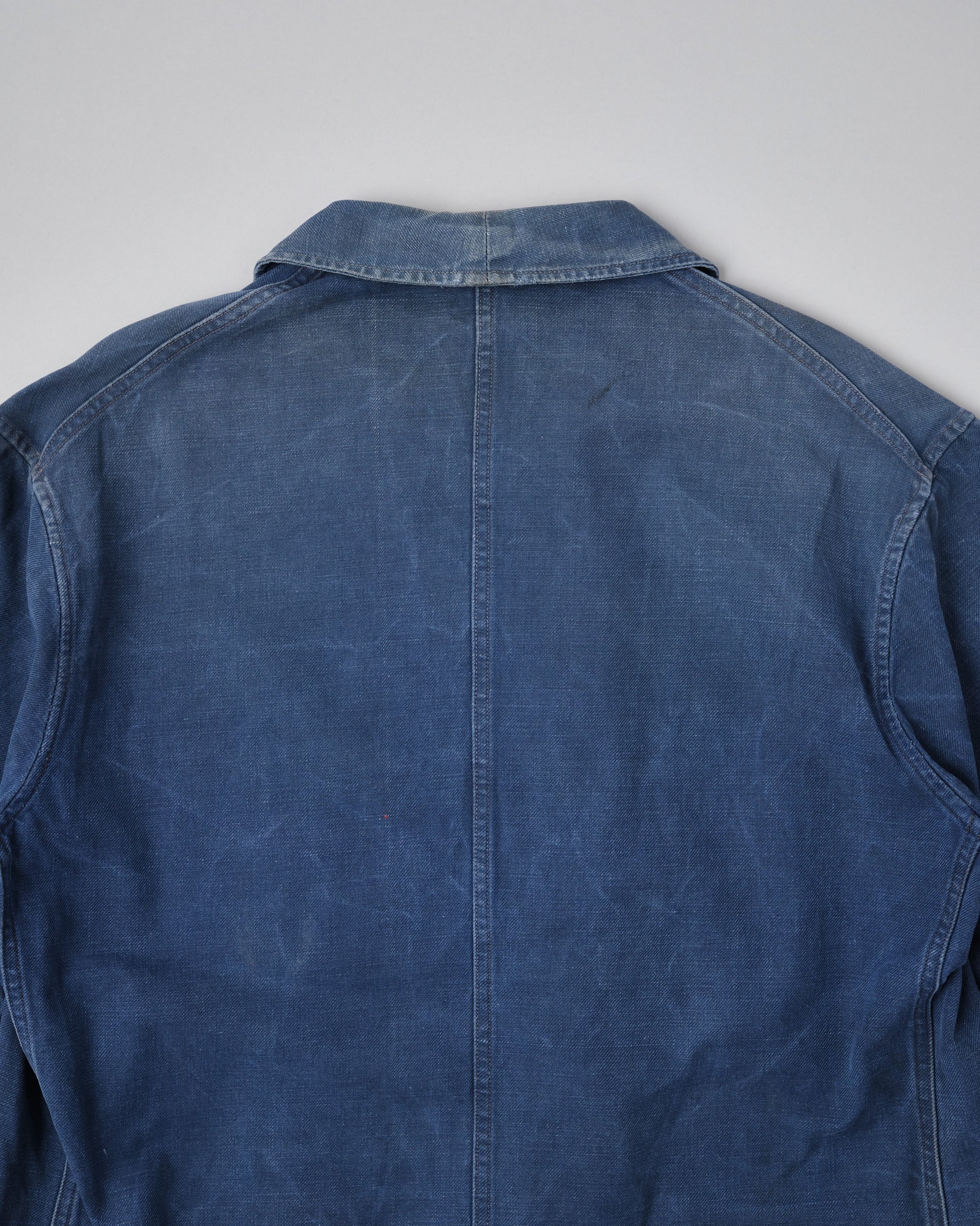 【~50's】French Vintage Blue Cotton Twill Double Breasted Work Jacket