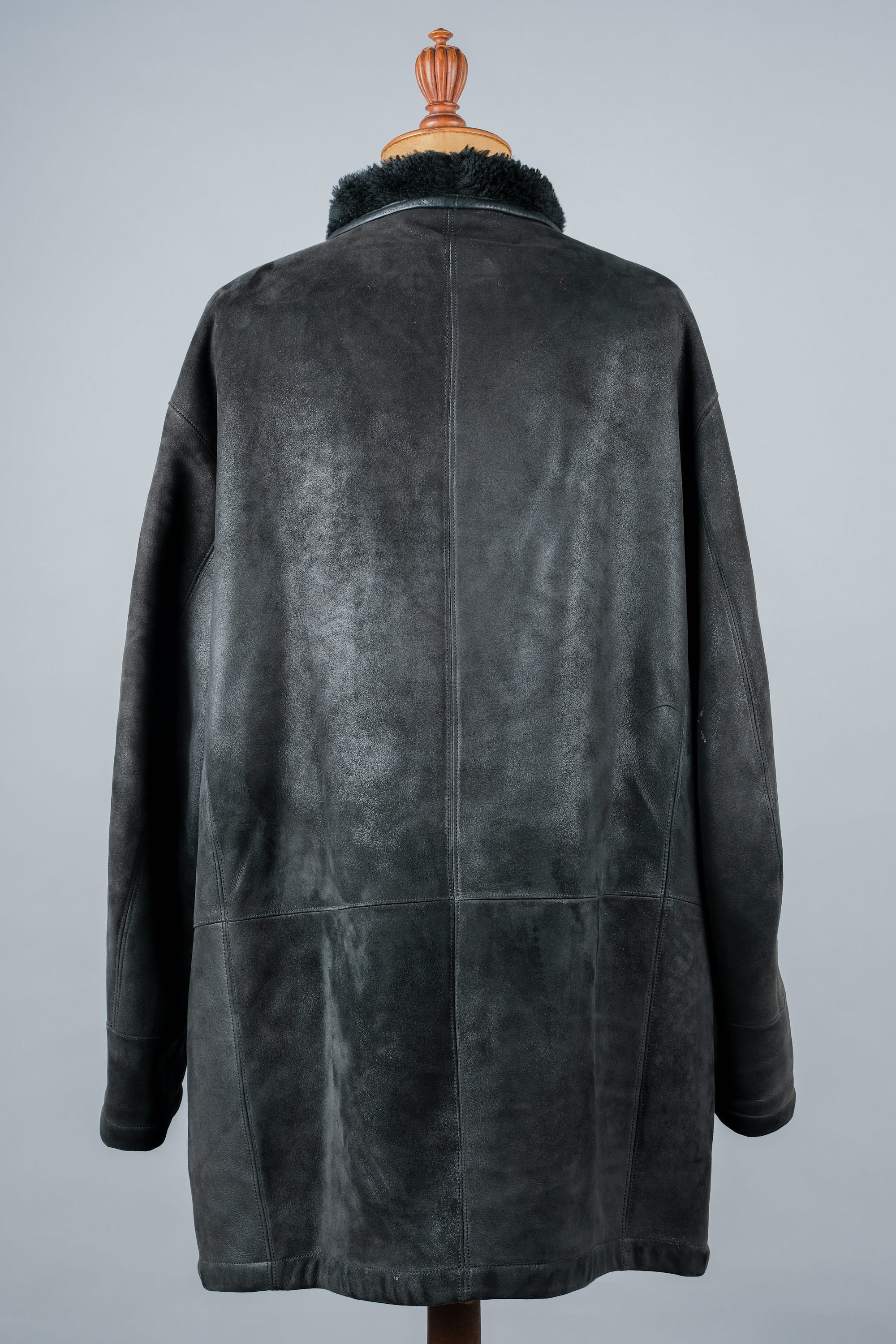 ［~90's］Old SERAPHIN Black Leather Mouton Half Coat Size.54
