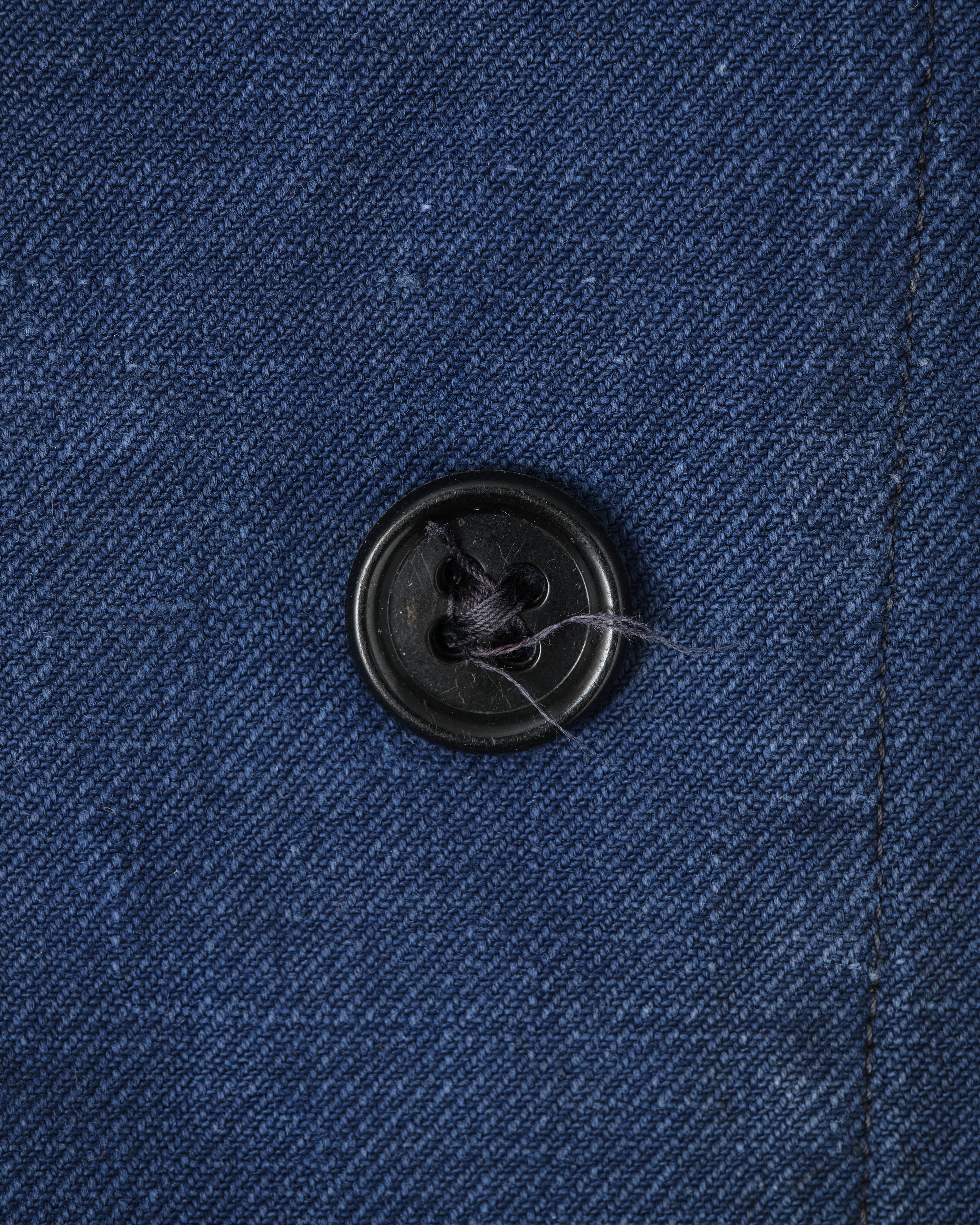 [~50's] French Vintage Blue Cotton Twill Double Breasted Work Jacket