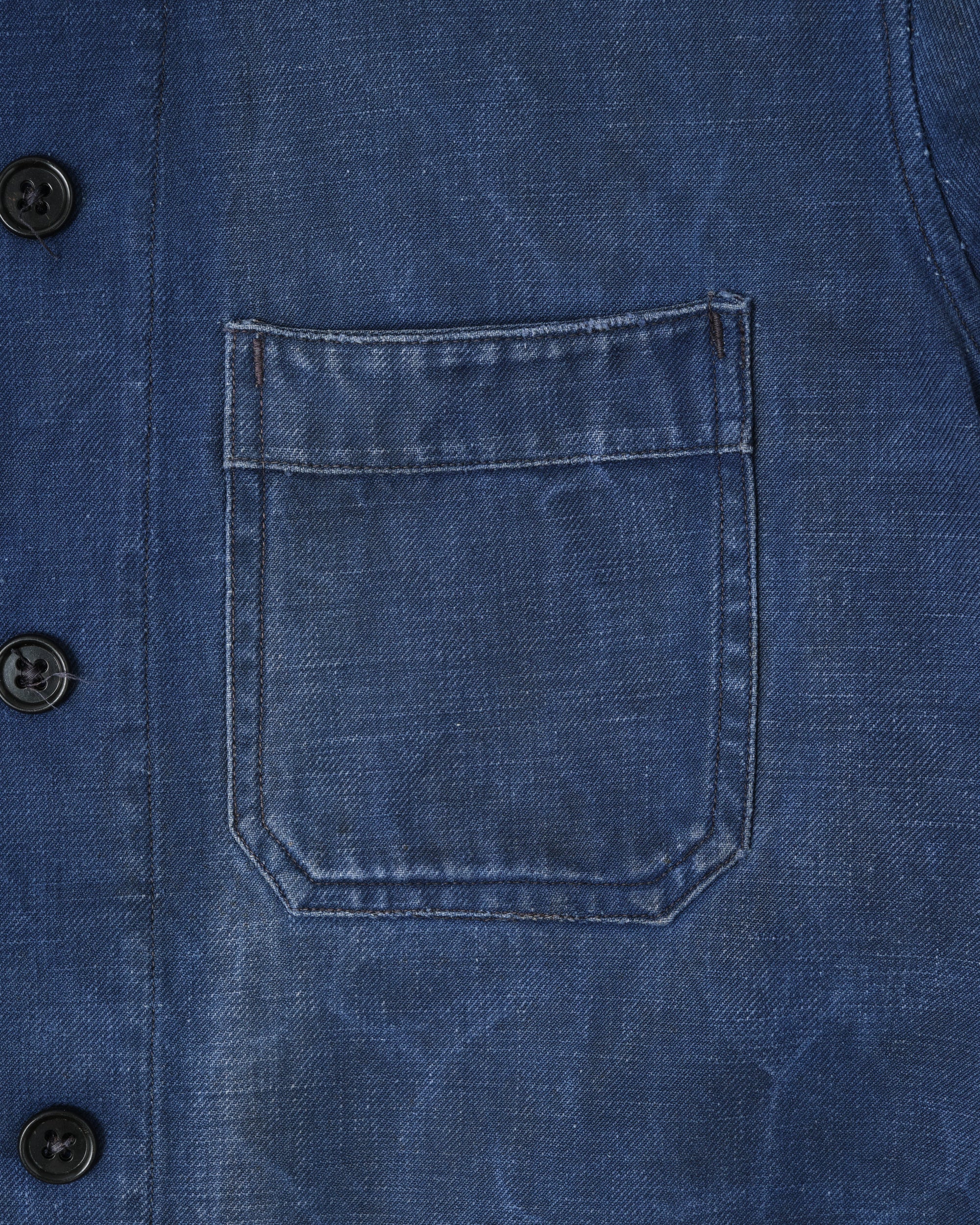 【~50's】French Vintage Blue Cotton Twill Double Breasted Work Jacket