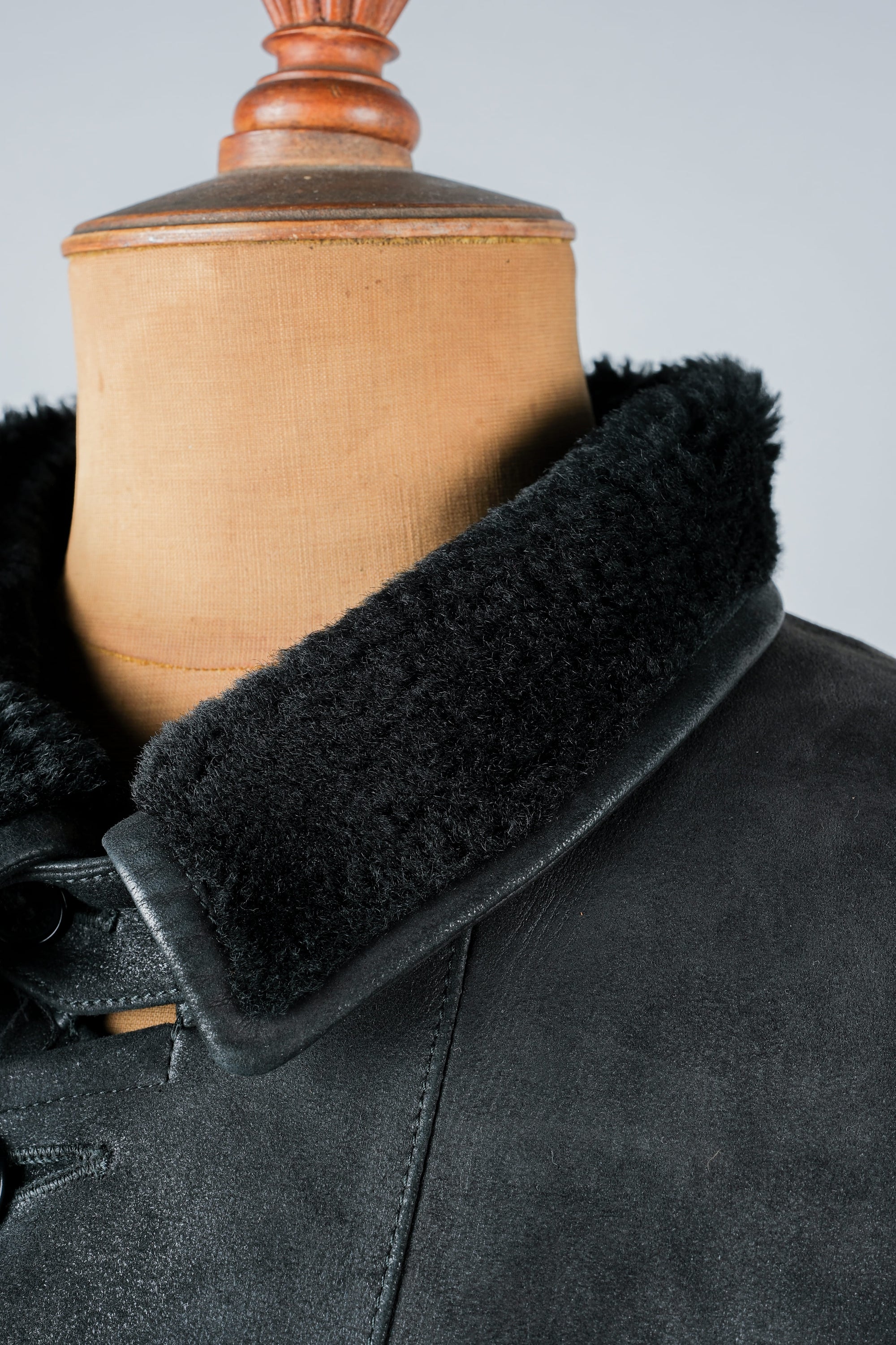 ［~90's］Old SERAPHIN Black Leather Mouton Half Coat Size.54