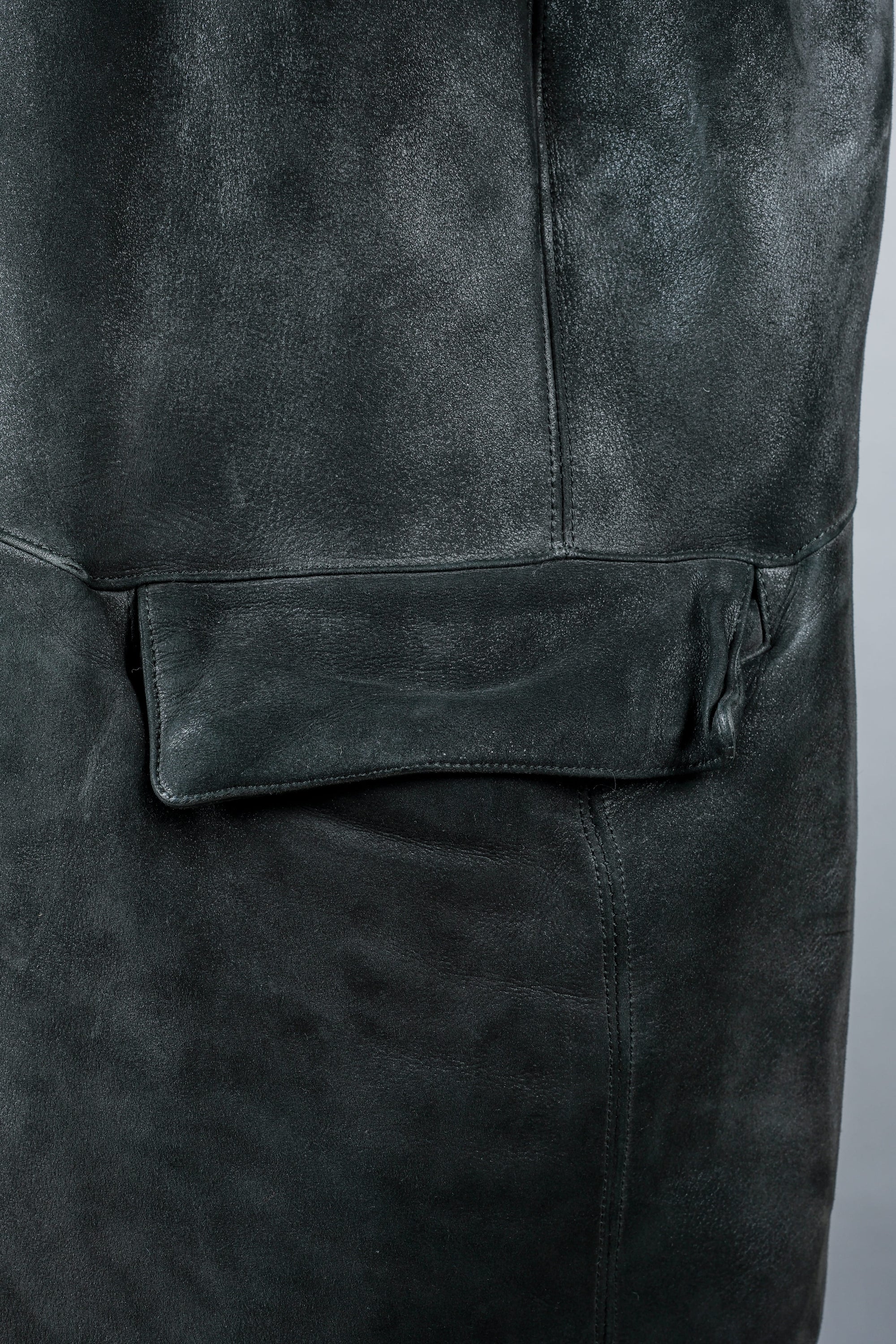 ［~90's］Old SERAPHIN Black Leather Mouton Half Coat Size.54
