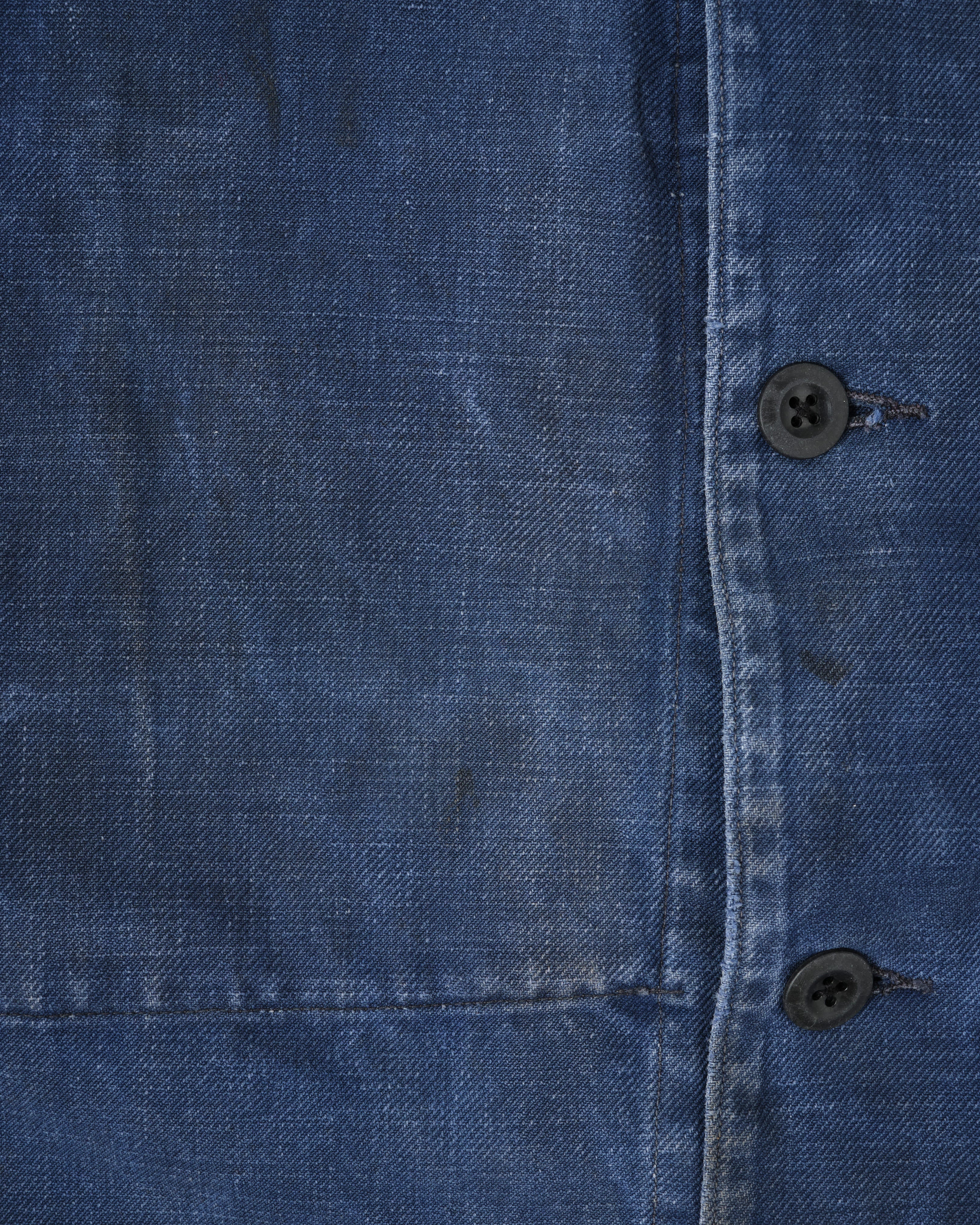 [~50's] French Vintage Blue Cotton Twill Double Breasted Work Jacket
