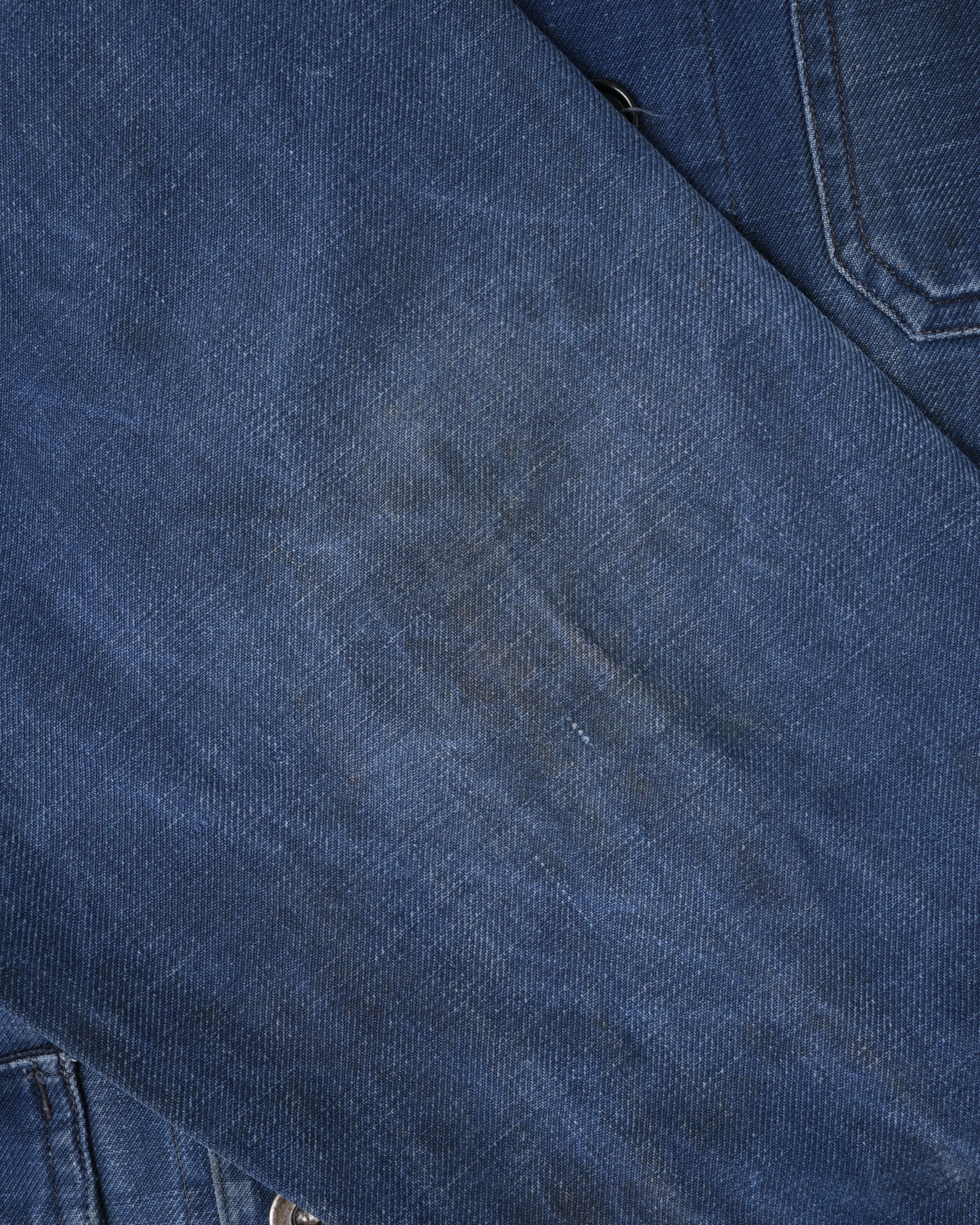 [~50's] French Vintage Blue Cotton Twill Double Breasted Work Jacket