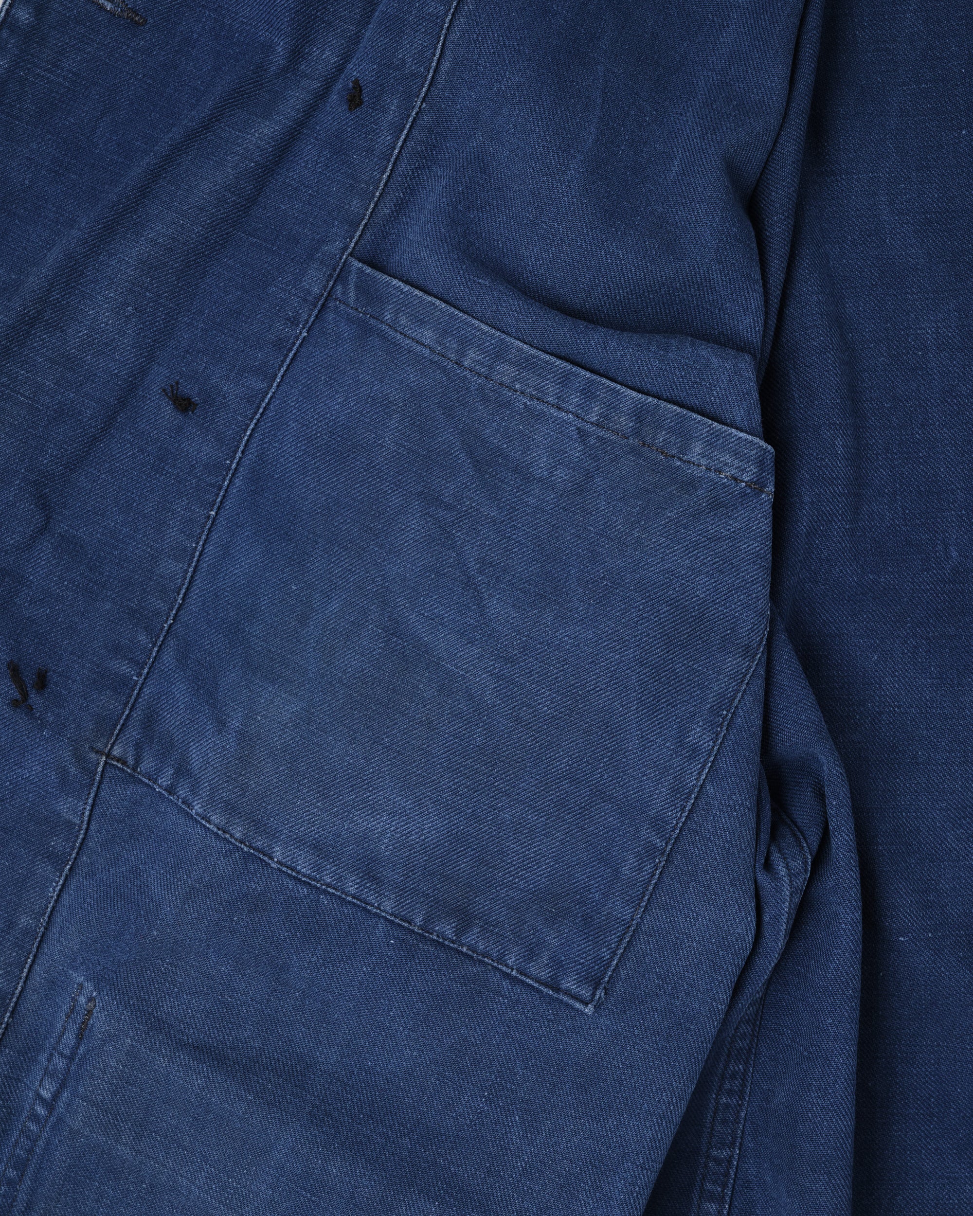 【~50's】French Vintage Blue Cotton Twill Double Breasted Work Jacket