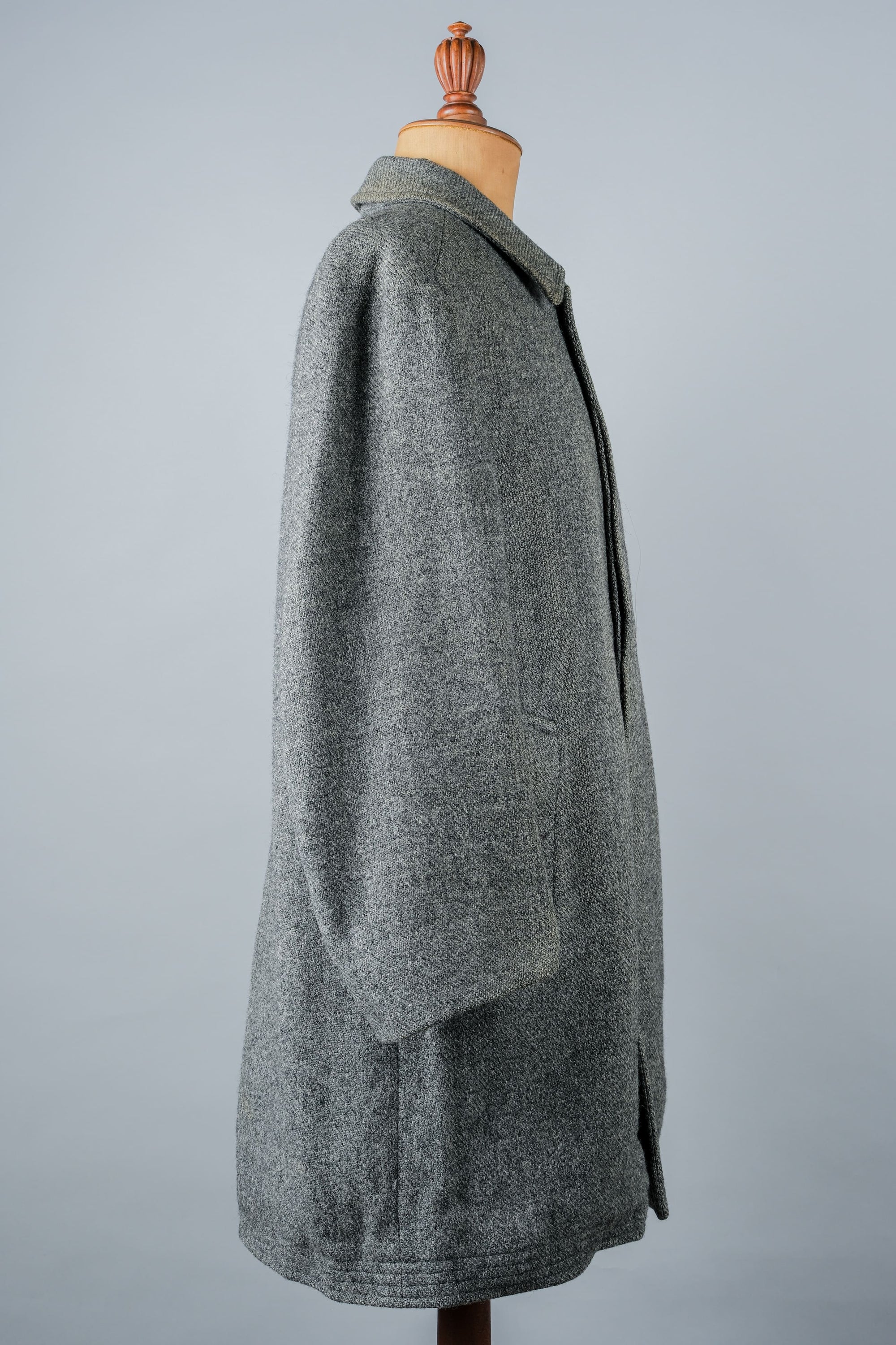 【~80's】Vintage Burberrys Saddle Shoulder Wool Balmacaan Coat Size.50RL "HARRIS TWEED" "Modified"