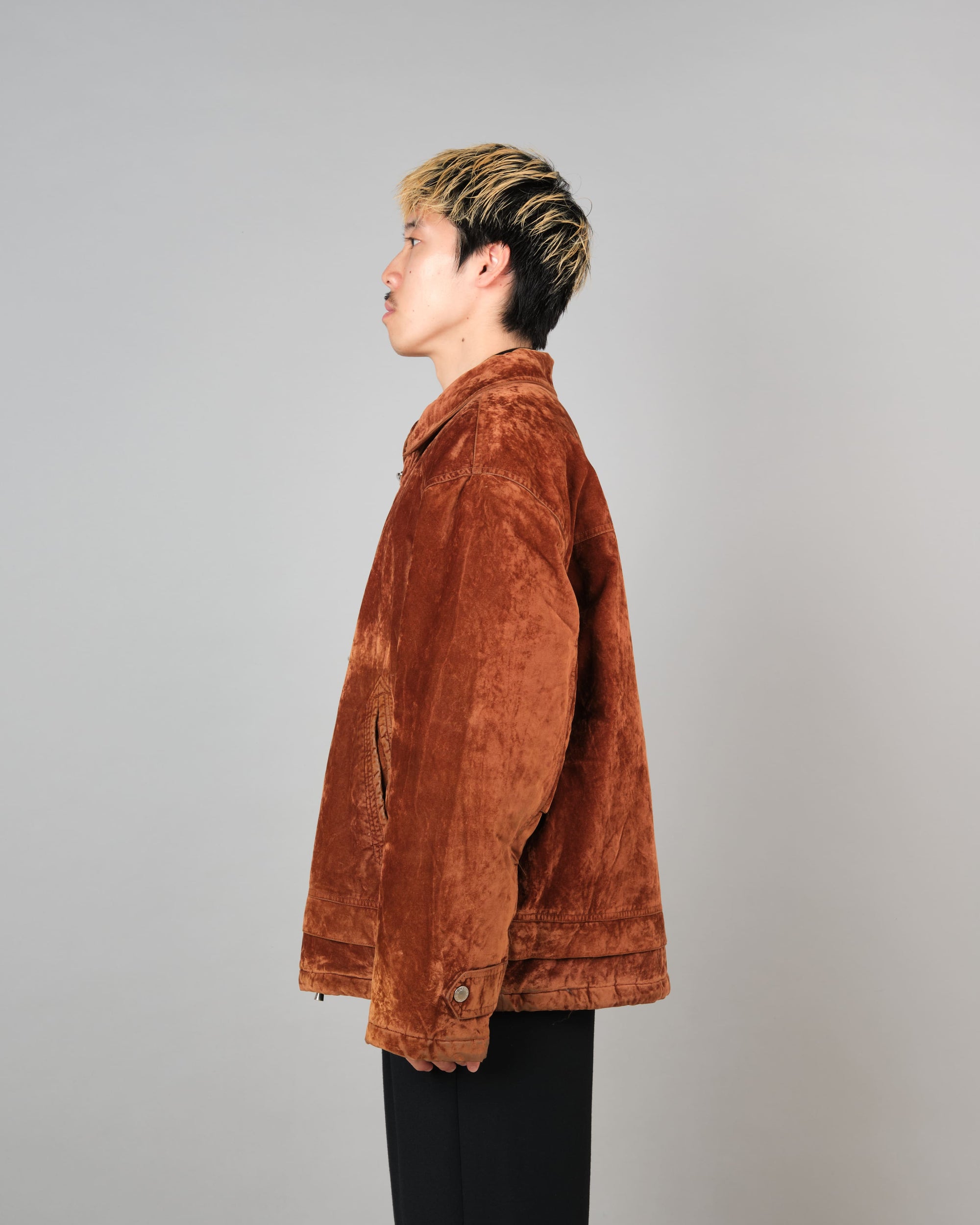 【~80's】Italian Vintage Brown Velvet Fireman Jacket Size.L "BERRY&BERRY"