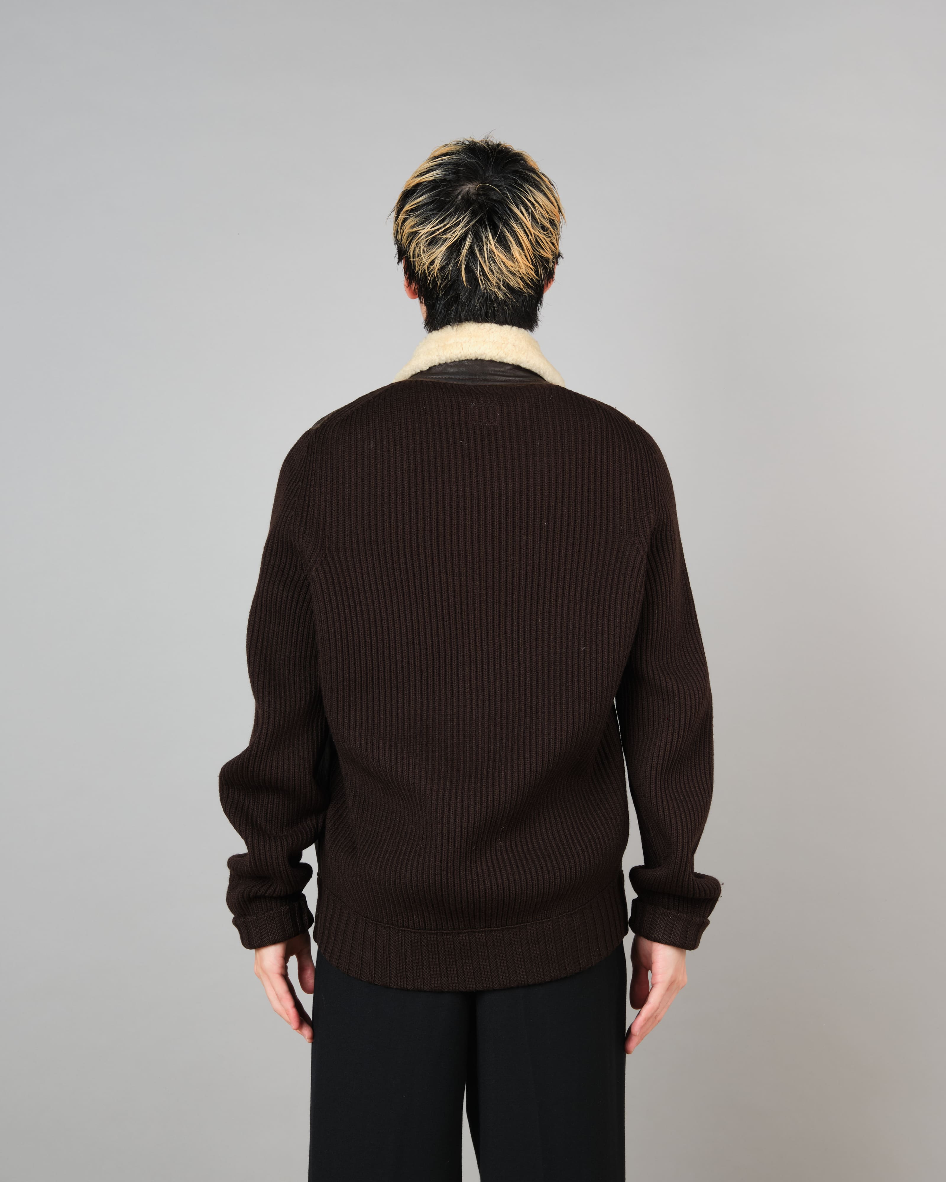 [06AW] Old C.P. Company Switching Leather Wool Zip Up Jacket Size.50