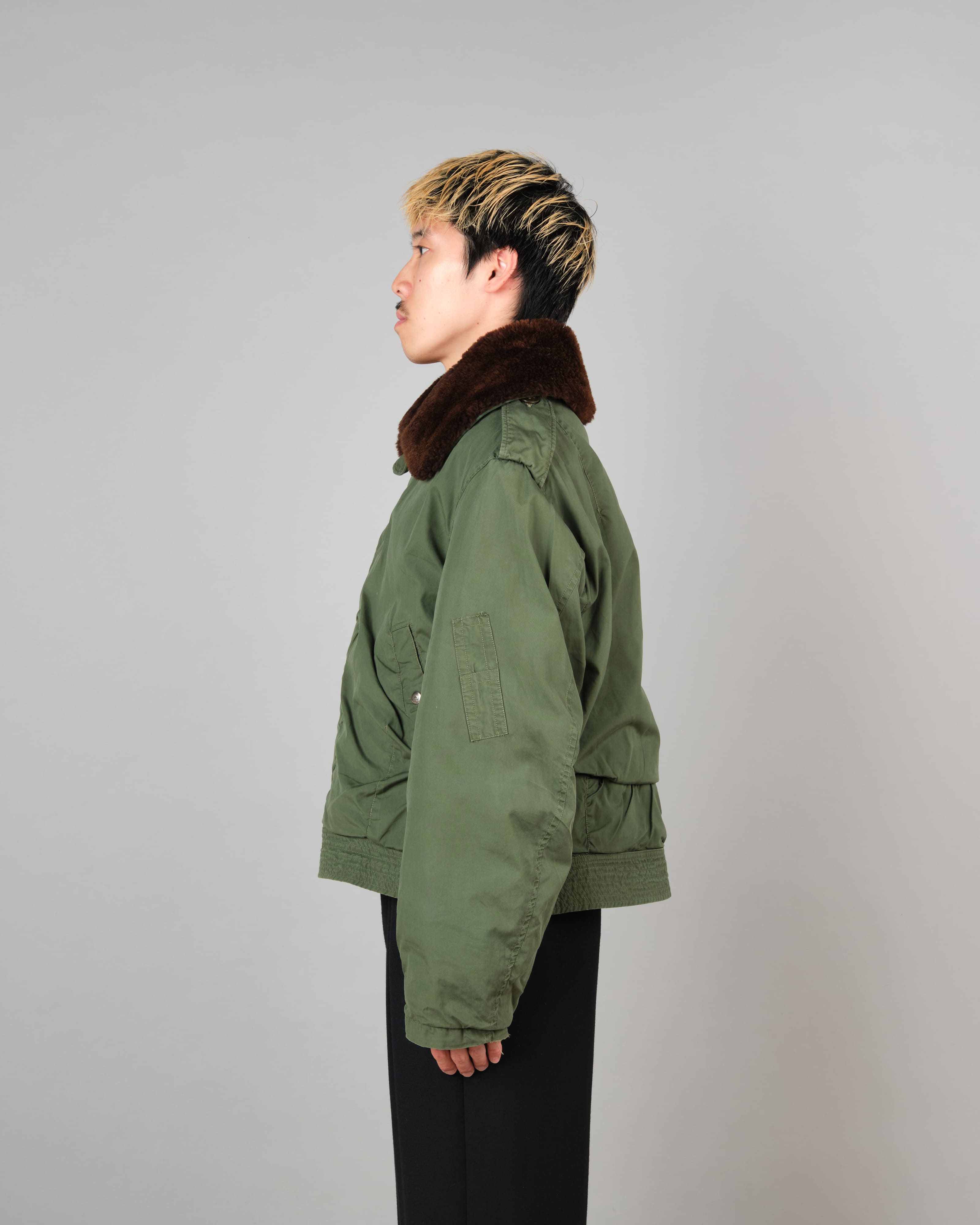 [~60's] French Air Force Cotton Flight Jacket With Boa Collar Size.104MGM