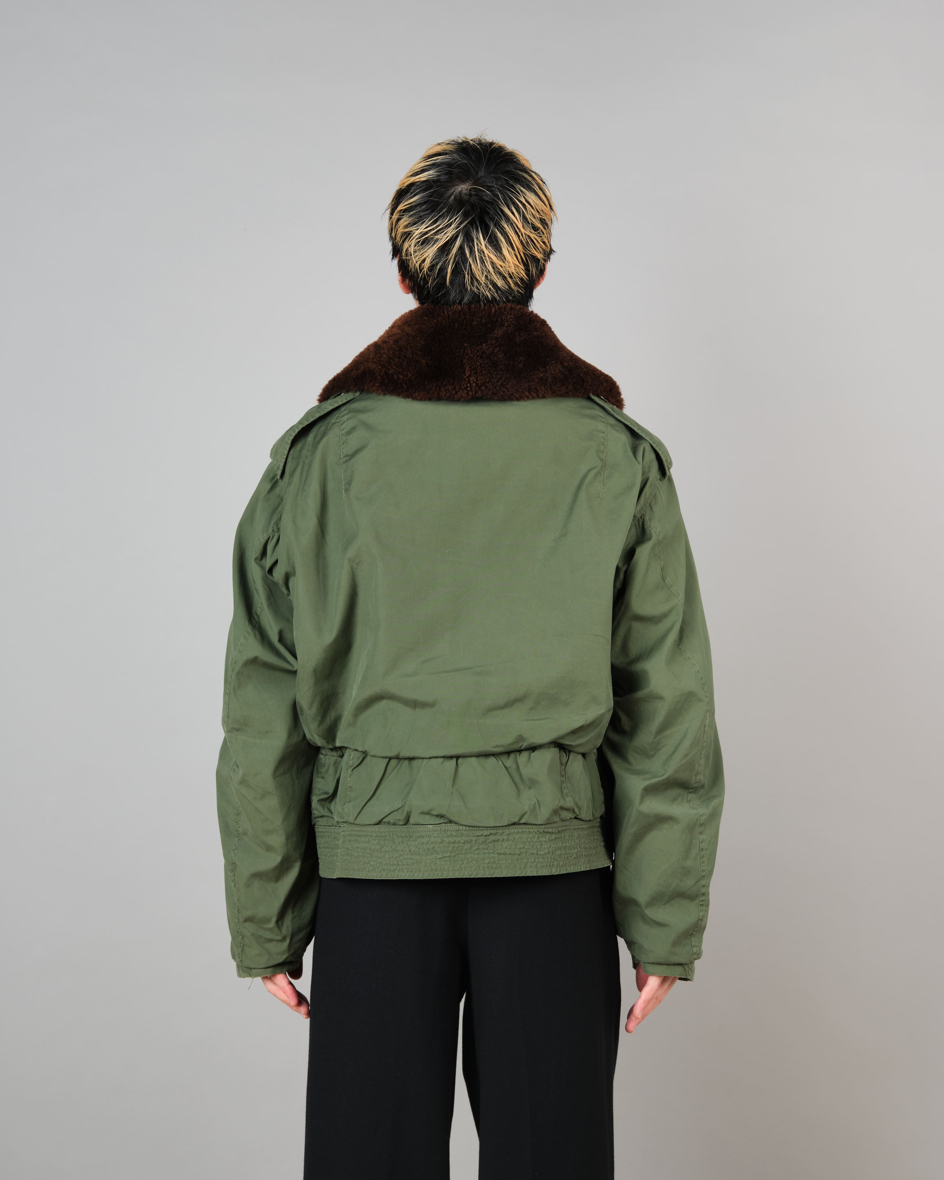 [~60's] French Air Force Cotton Flight Jacket With Boa Collar Size.104MGM