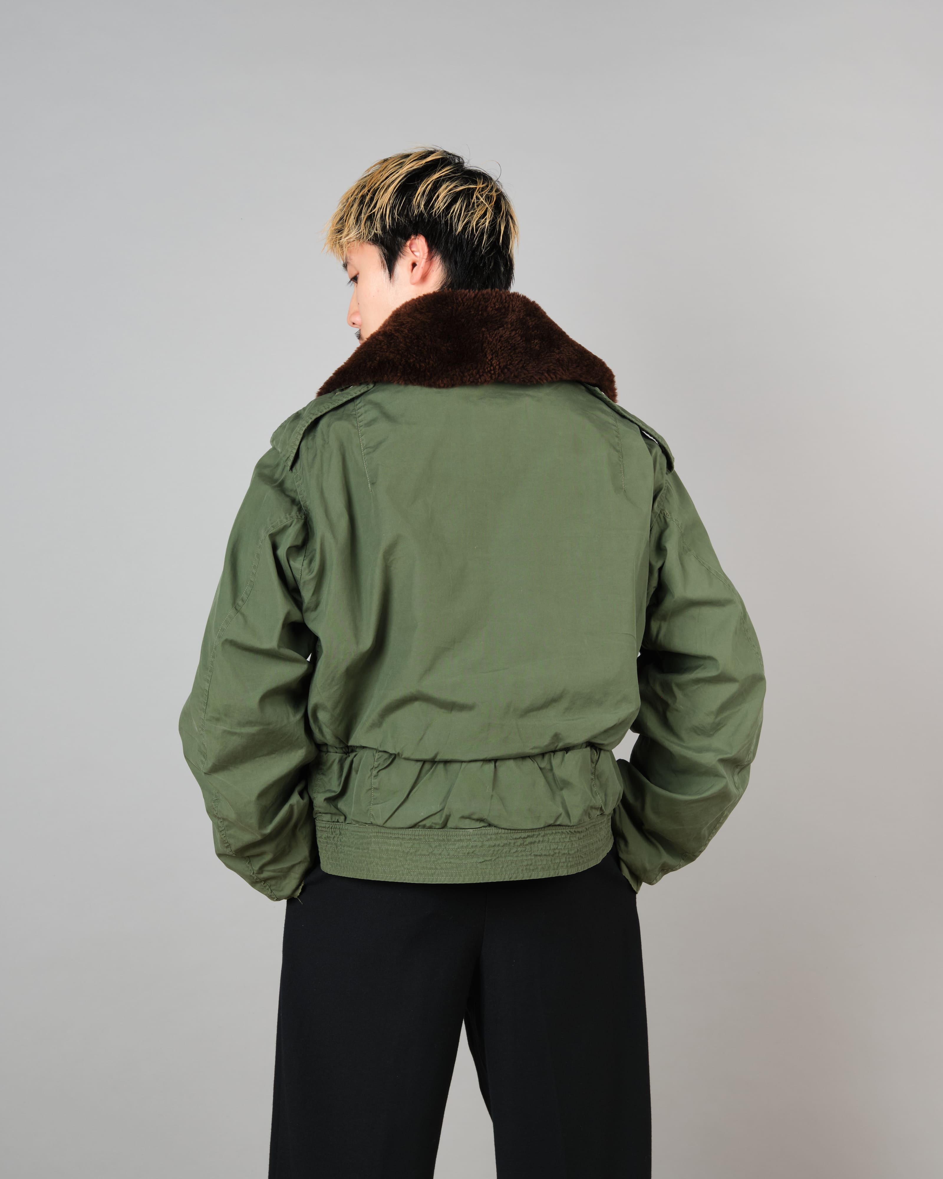 [~60's] French Air Force Cotton Flight Jacket With Boa Collar Size.104MGM