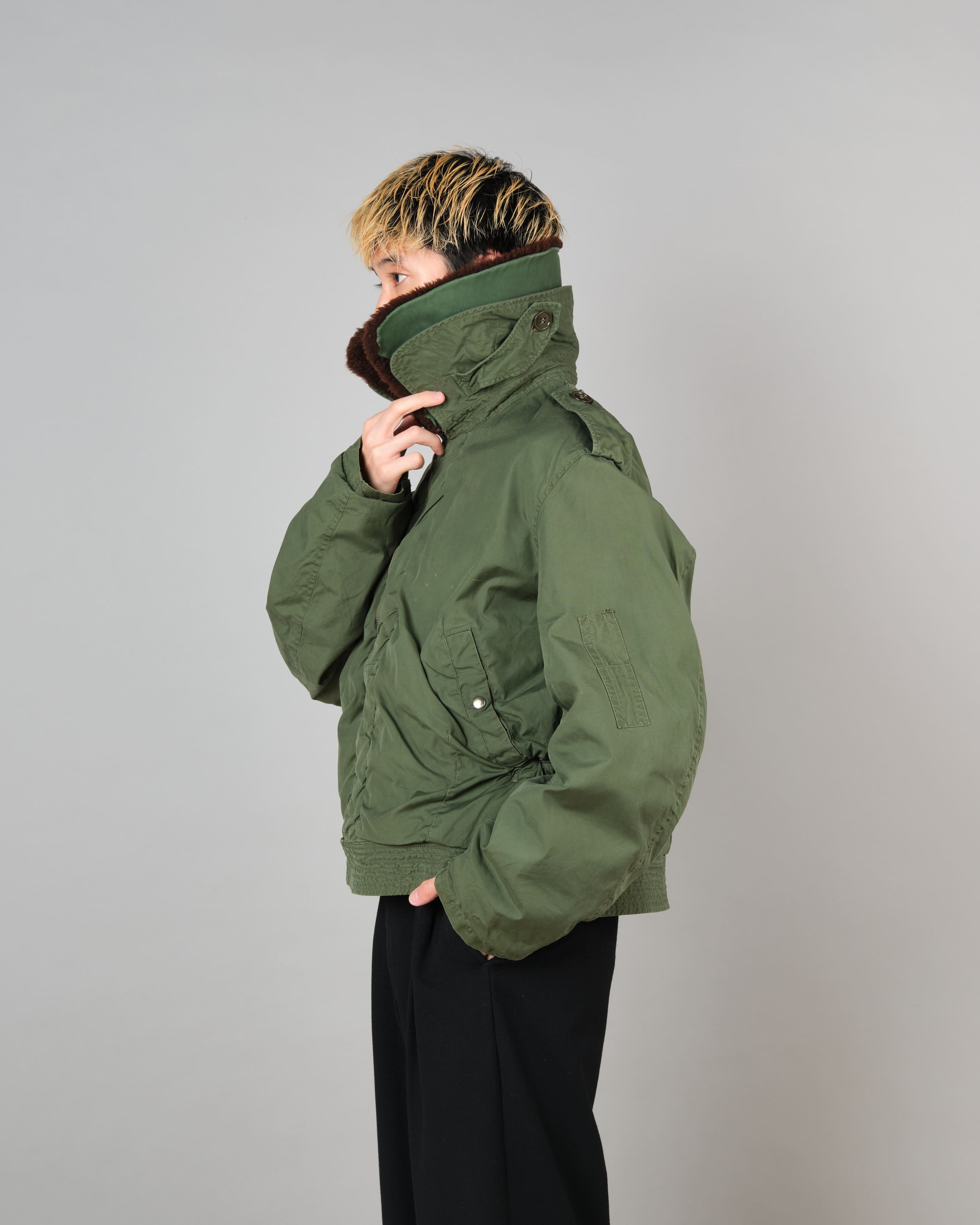 [~60's] French Air Force Cotton Flight Jacket With Boa Collar Size.104MGM