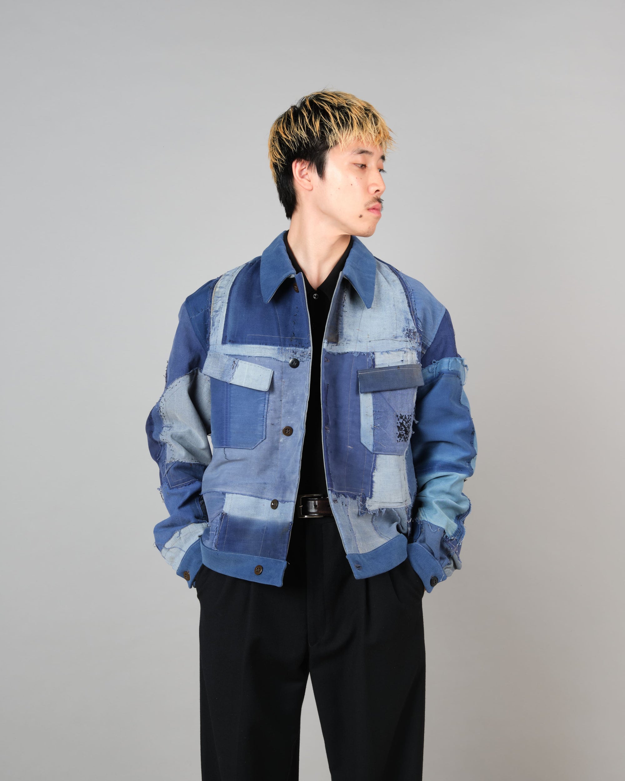［PROPOSITION］Various French Vintage Blue Fabrics Short Jacket