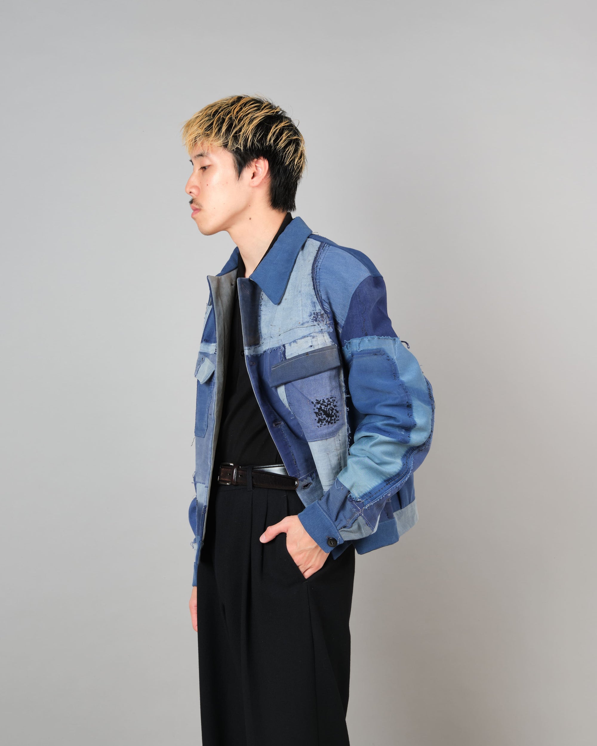 ［PROPOSITION］Various French Vintage Blue Fabrics Short Jacket