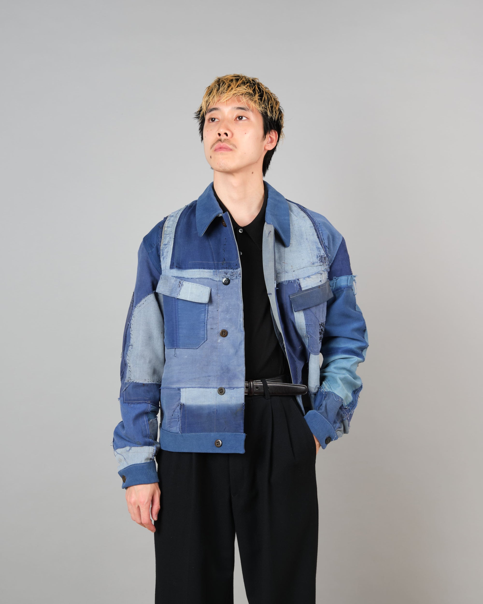 ［PROPOSITION］Various French Vintage Blue Fabrics Short Jacket