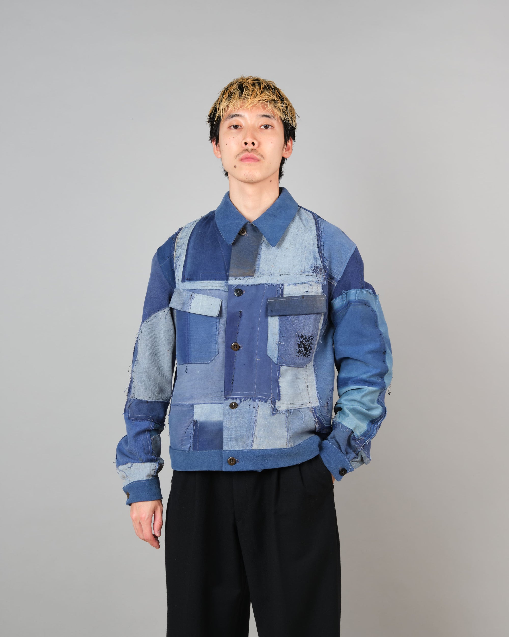 ［PROPOSITION］Various French Vintage Blue Fabrics Short Jacket