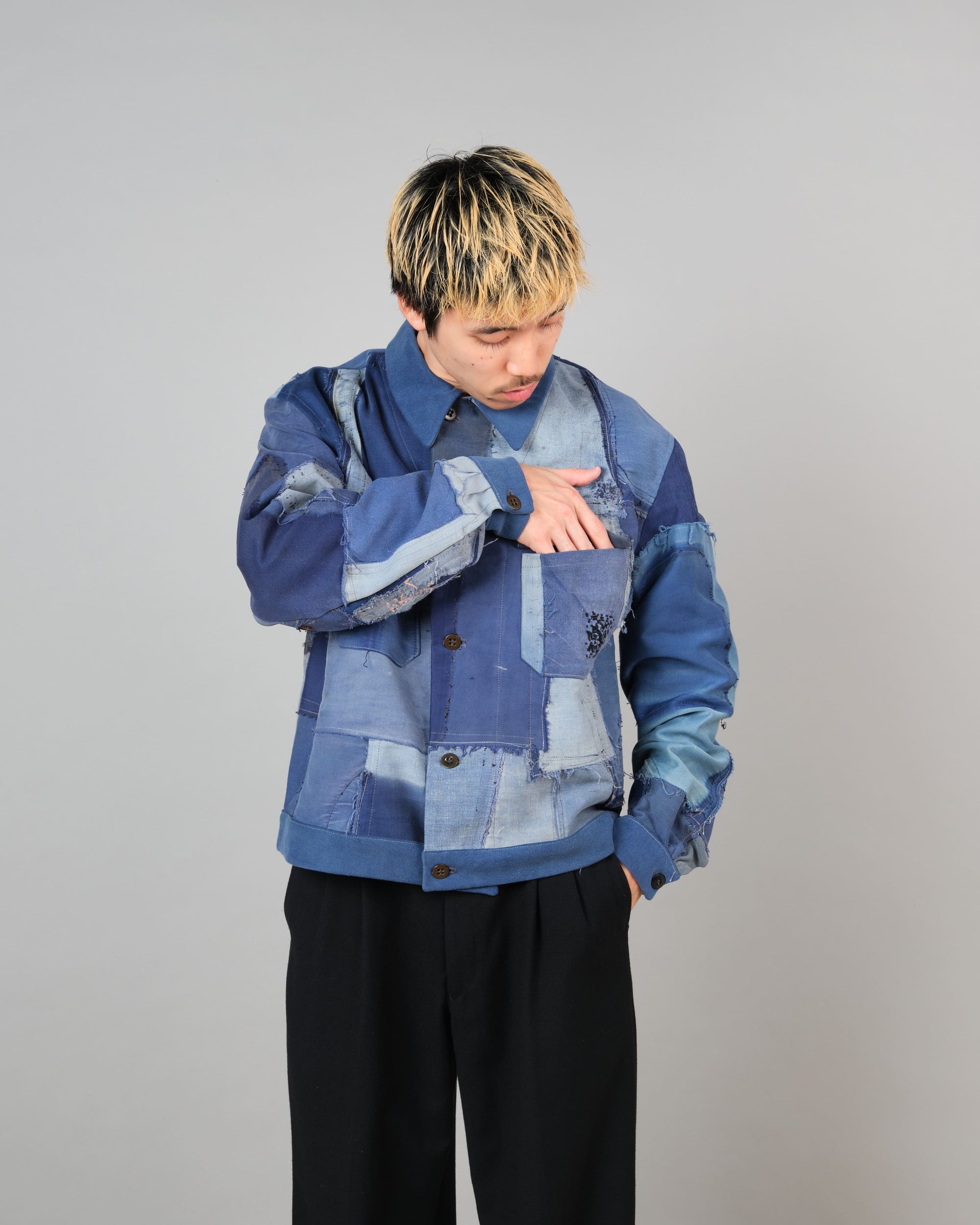 ［PROPOSITION］Various French Vintage Blue Fabrics Short Jacket