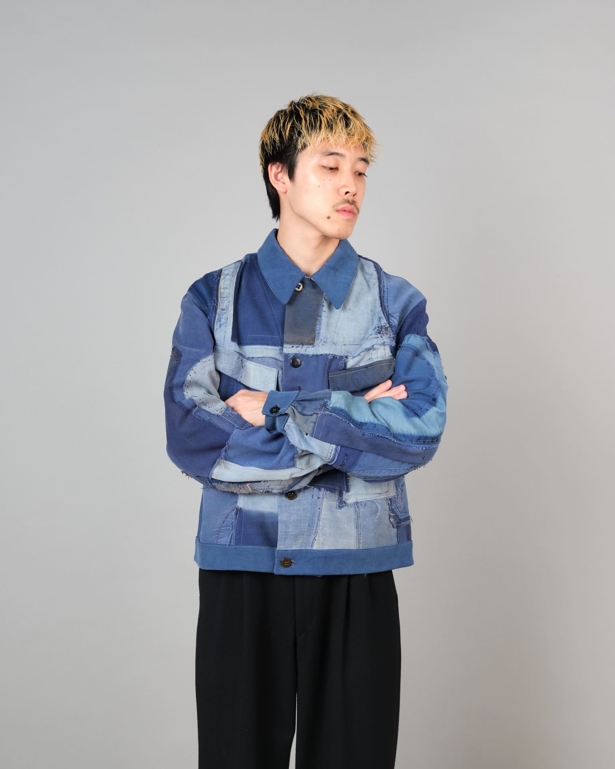 ［PROPOSITION］Various French Vintage Blue Fabrics Short Jacket