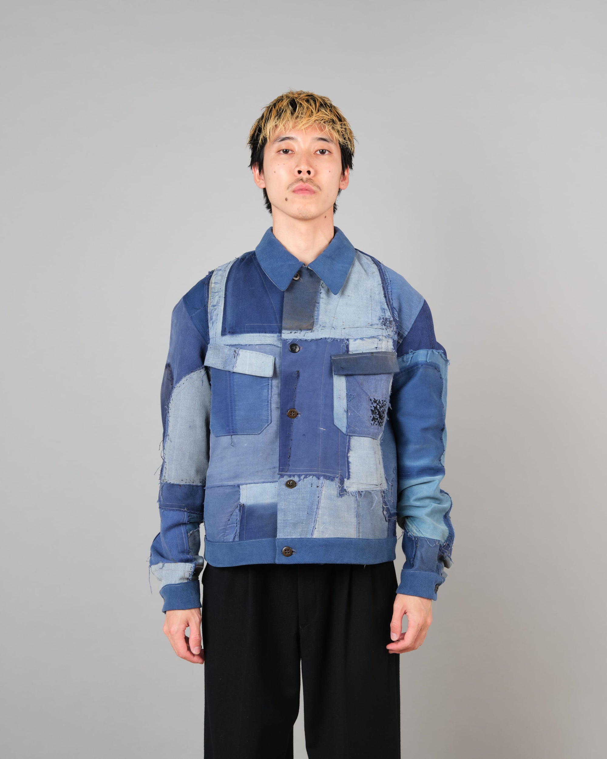 ［PROPOSITION］Various French Vintage Blue Fabrics Short Jacket