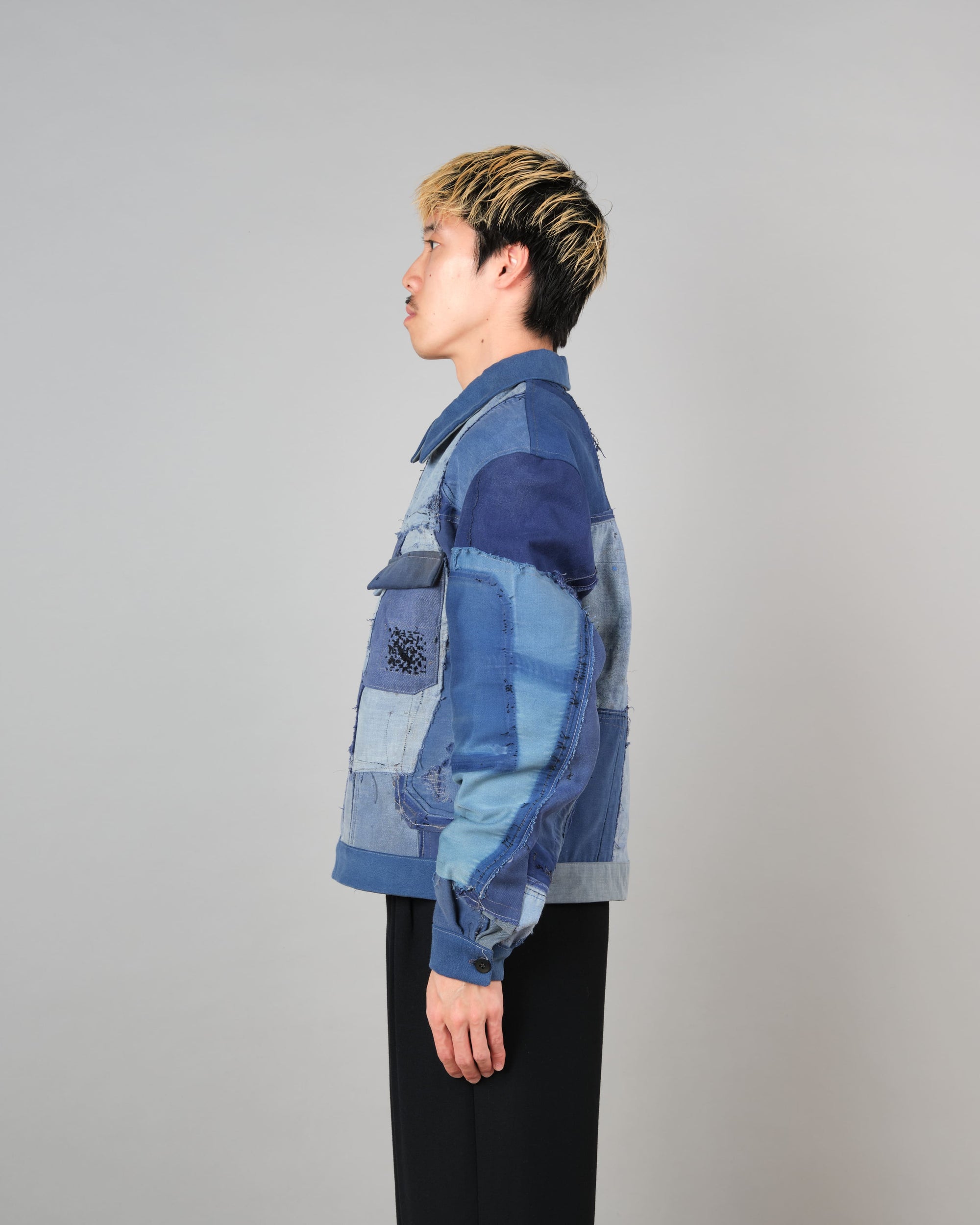 ［PROPOSITION］Various French Vintage Blue Fabrics Short Jacket