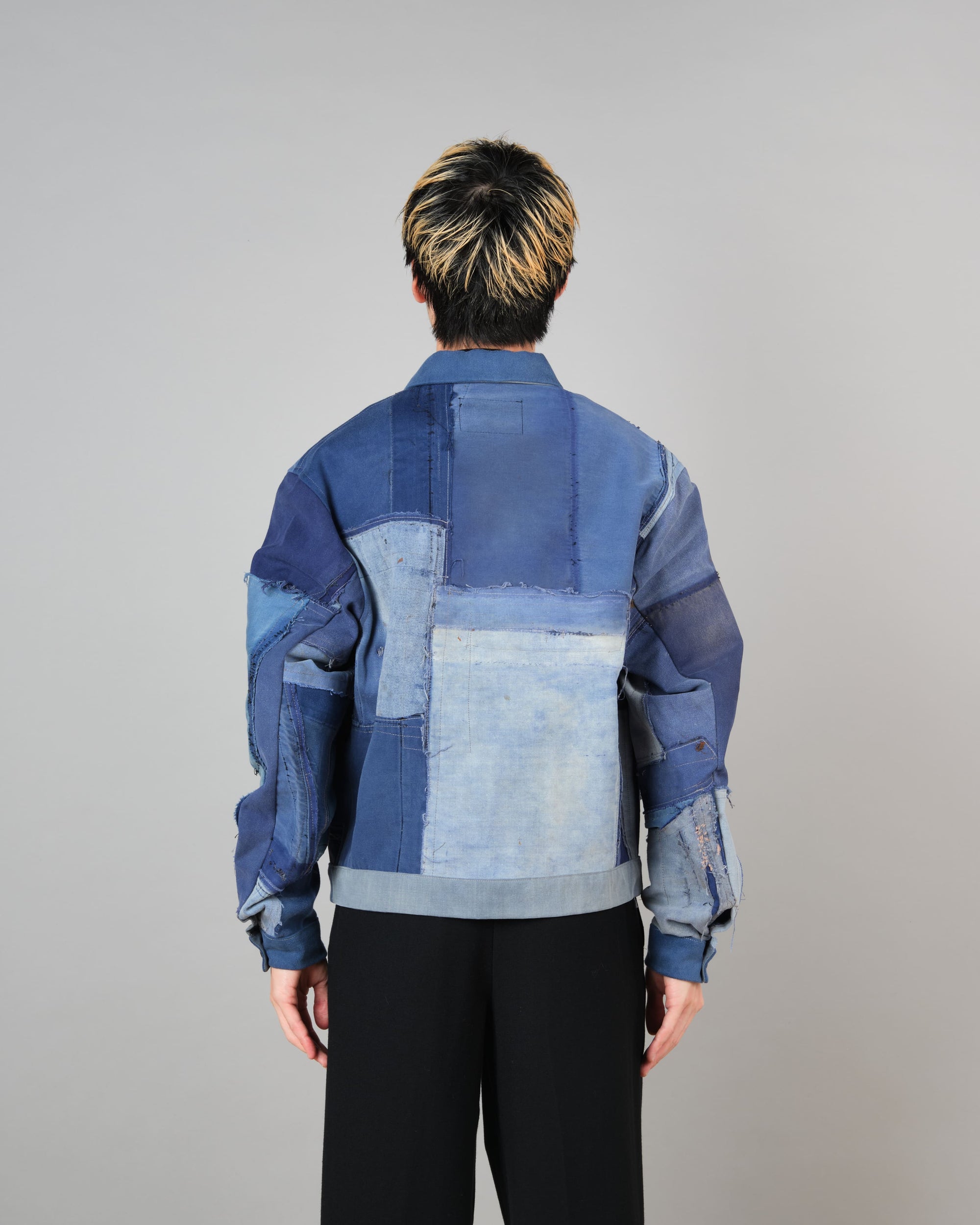 ［PROPOSITION］Various French Vintage Blue Fabrics Short Jacket