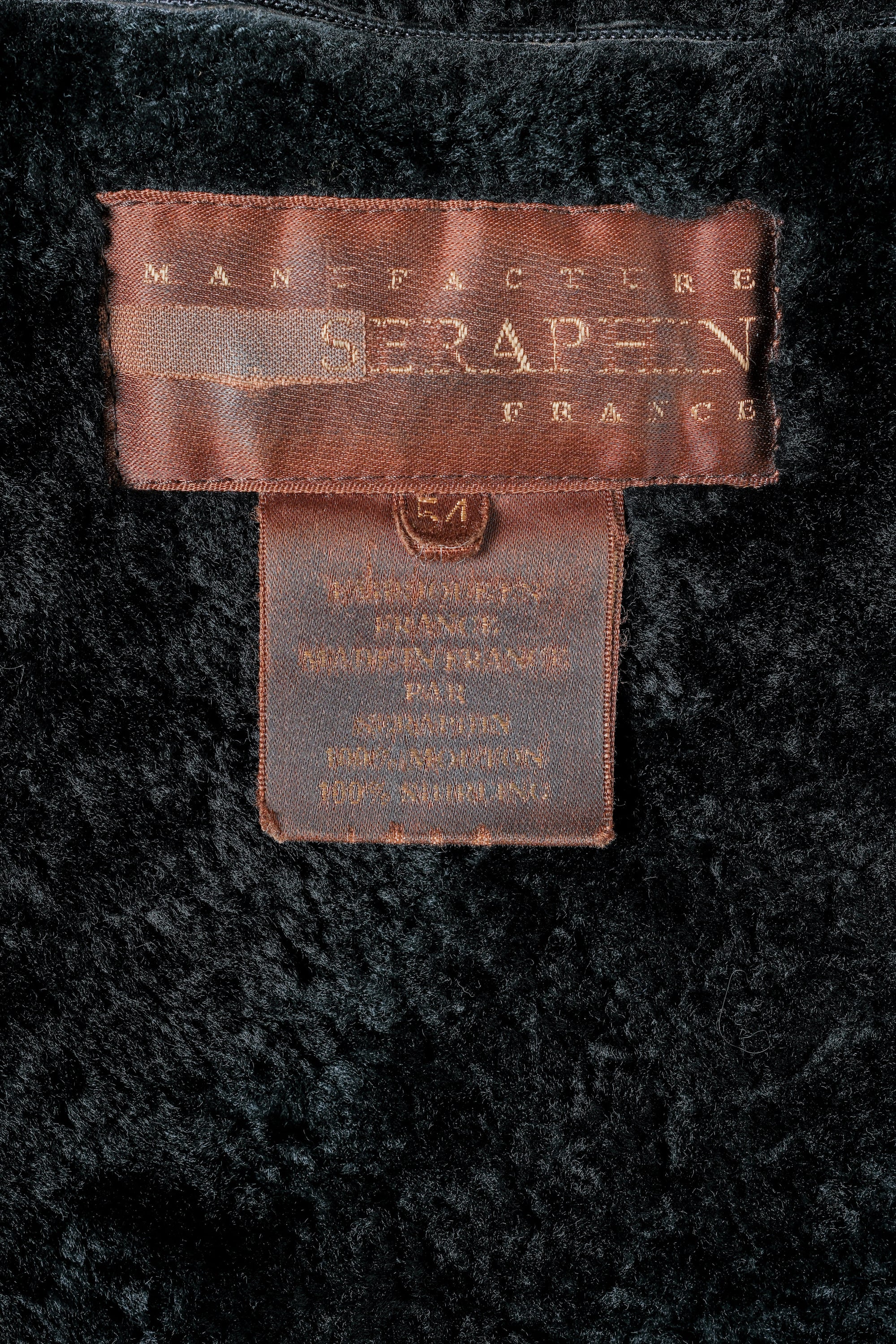 ［~90's］Old SERAPHIN Black Leather Mouton Half Coat Size.54