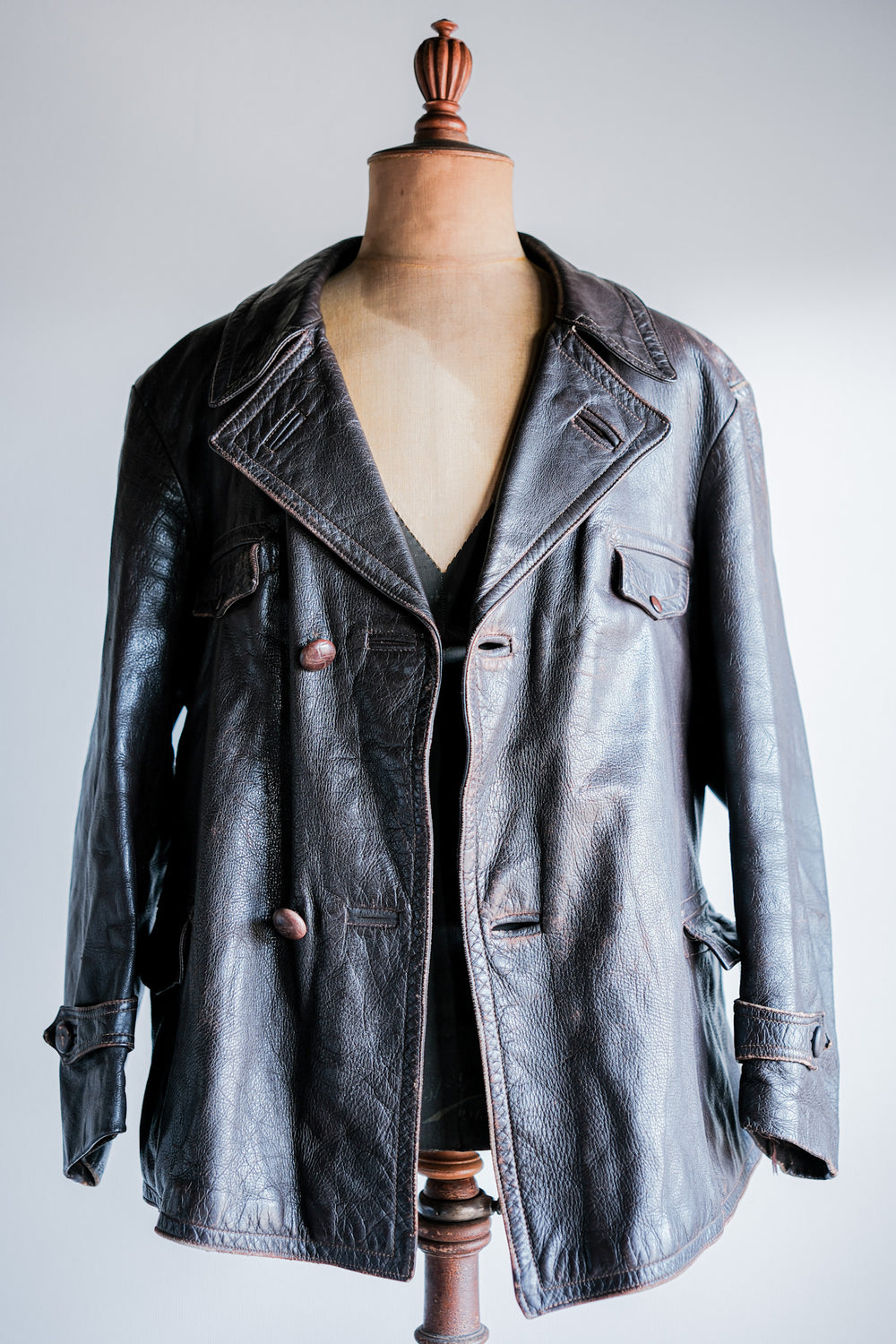 ［~40's］French Vintage Brown Leather Jacket