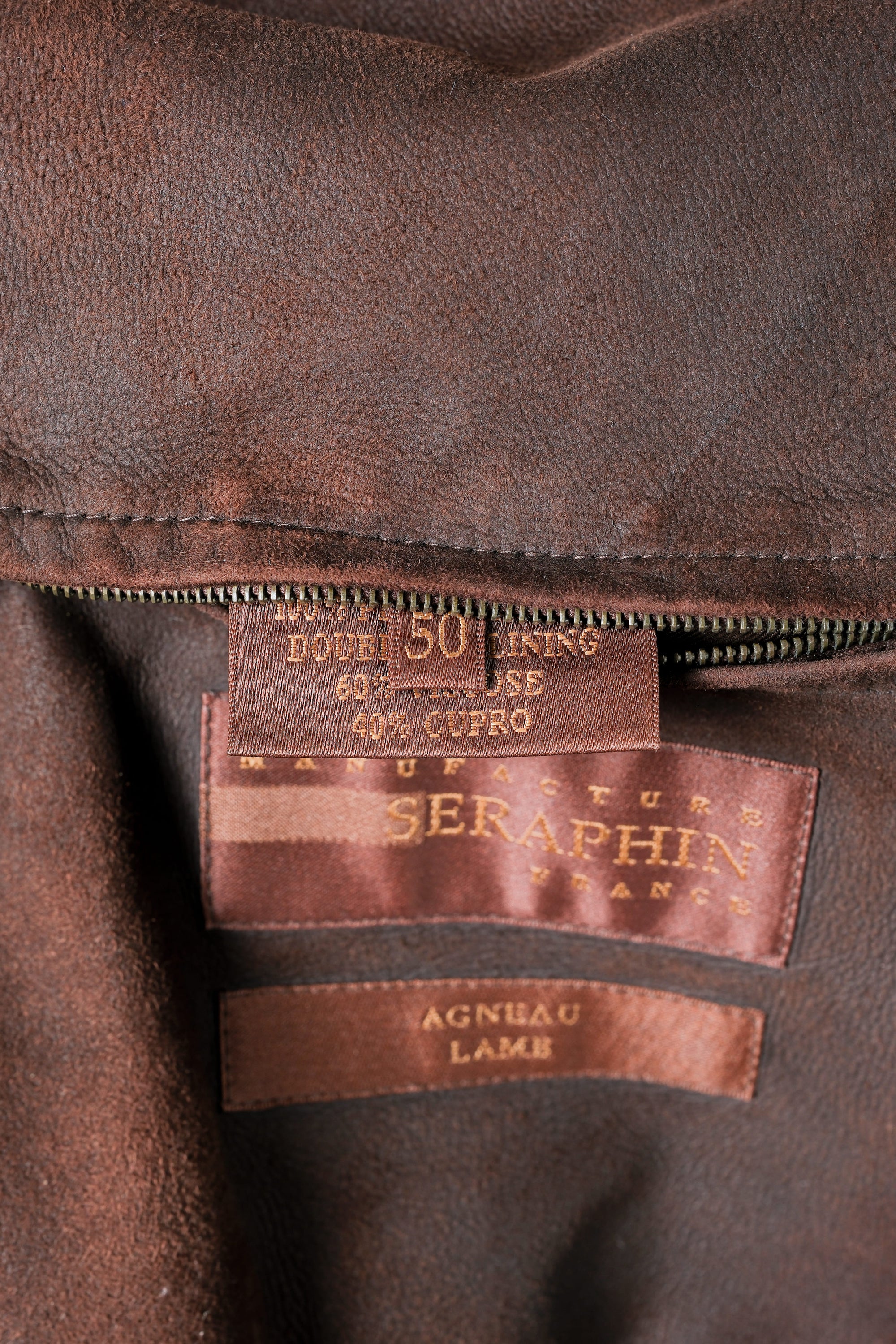 ［~90's］Old SERAPHIN Zip Up Lambskin Leather Blouson Size.50