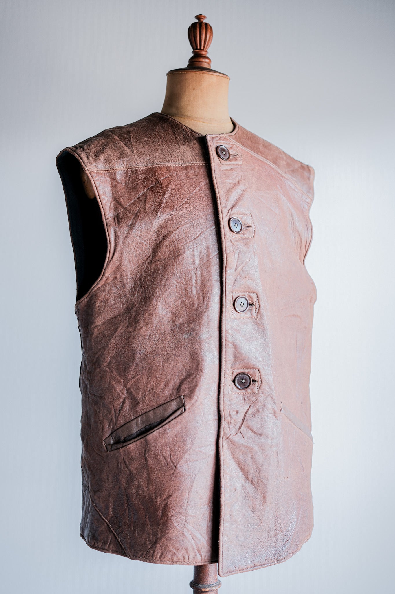 ［~40's］WWⅡ British Army Jerkin Leather Vest Size.2 "Modified"